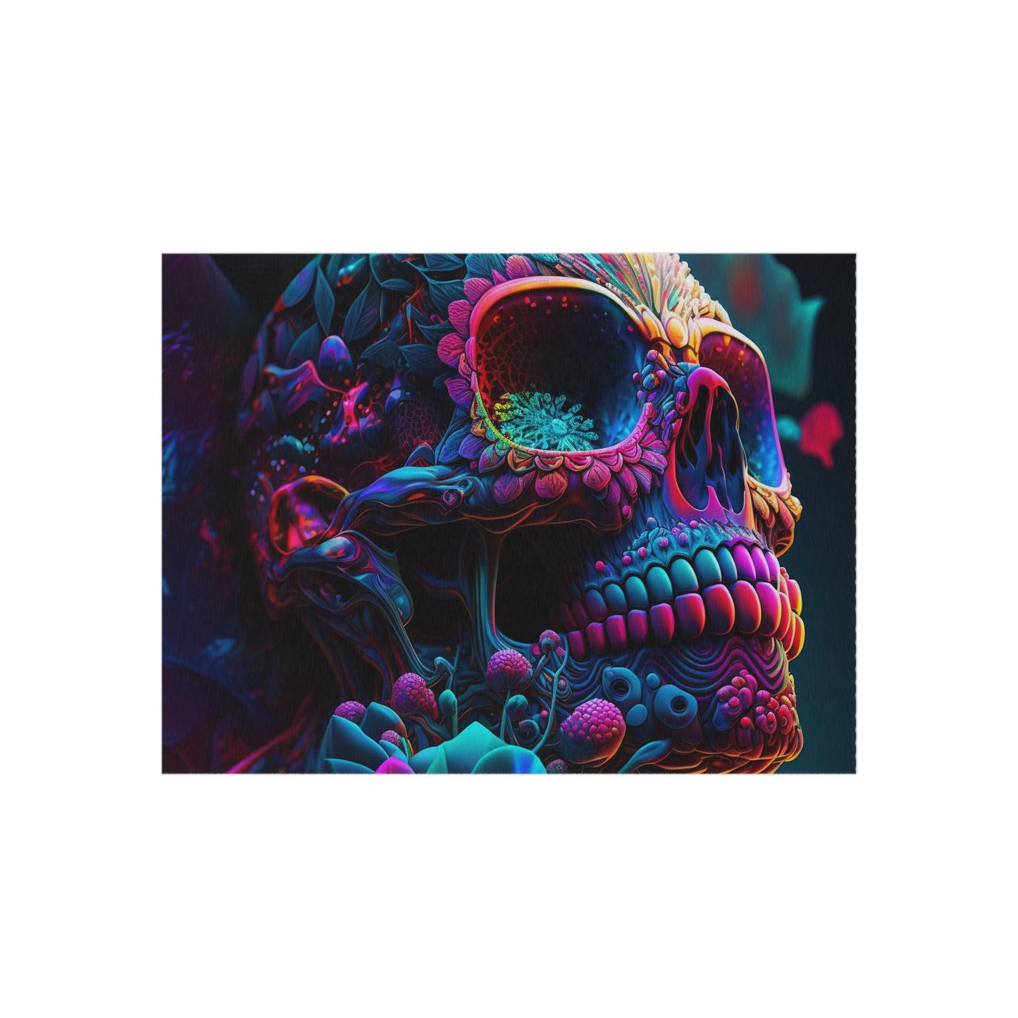Outdoor Rug  Florescent Skull Death 3