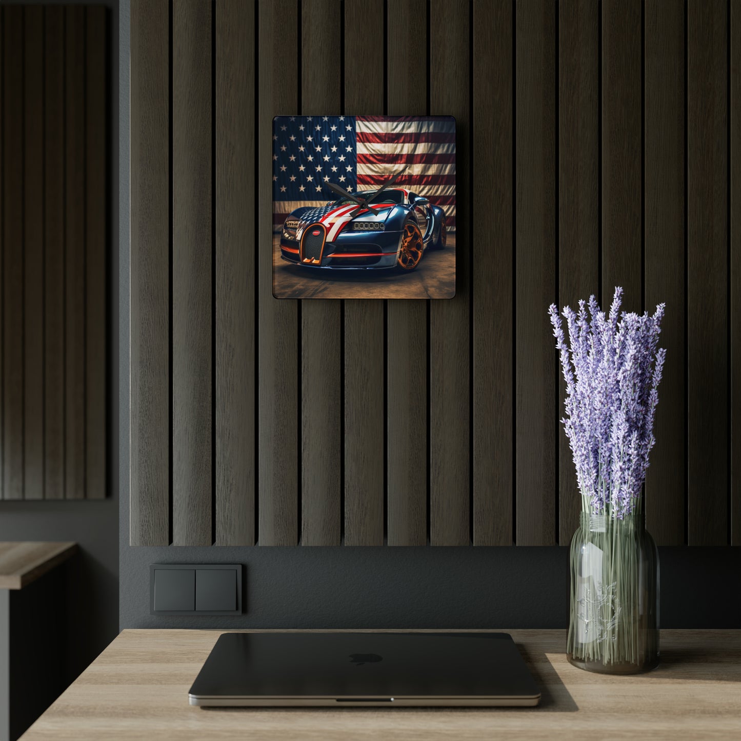 Acrylic Wall Clock Bugatti Flag American 4