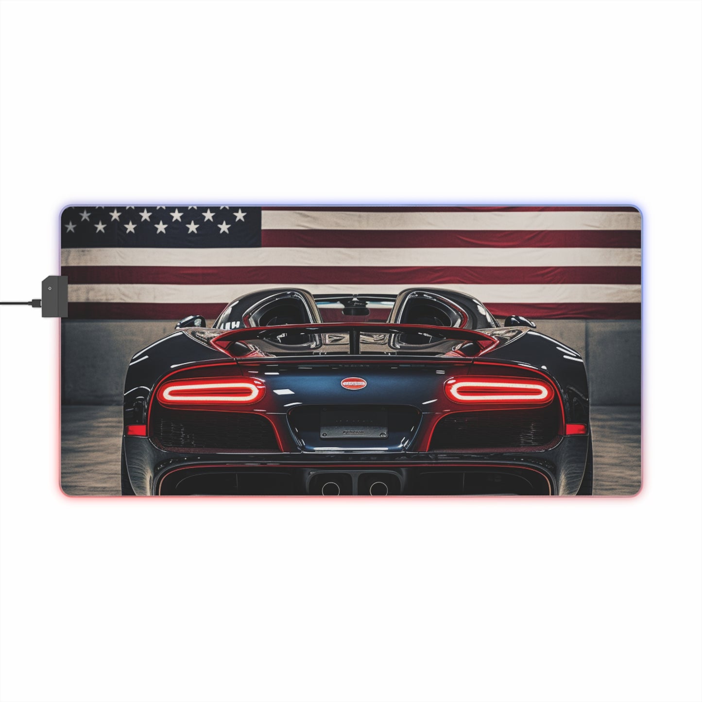 LED Gaming Mouse Pad American Flag Background Bugatti 4