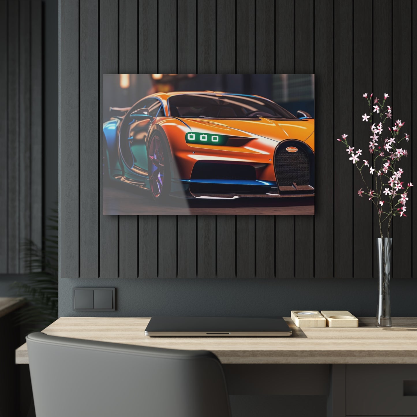 Acrylic Prints Hyper Bugatti Neon Chiron 1