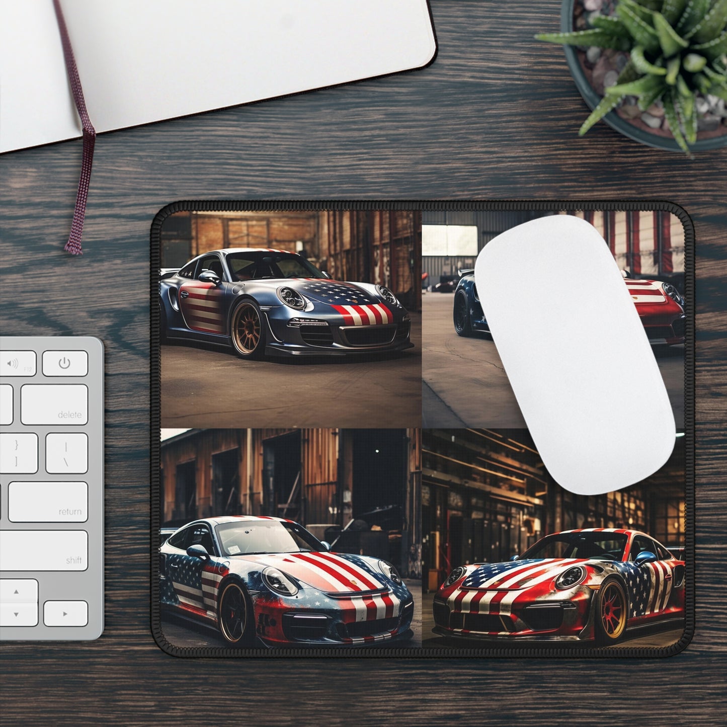 Gaming Mouse Pad  American Flag Porsche 5