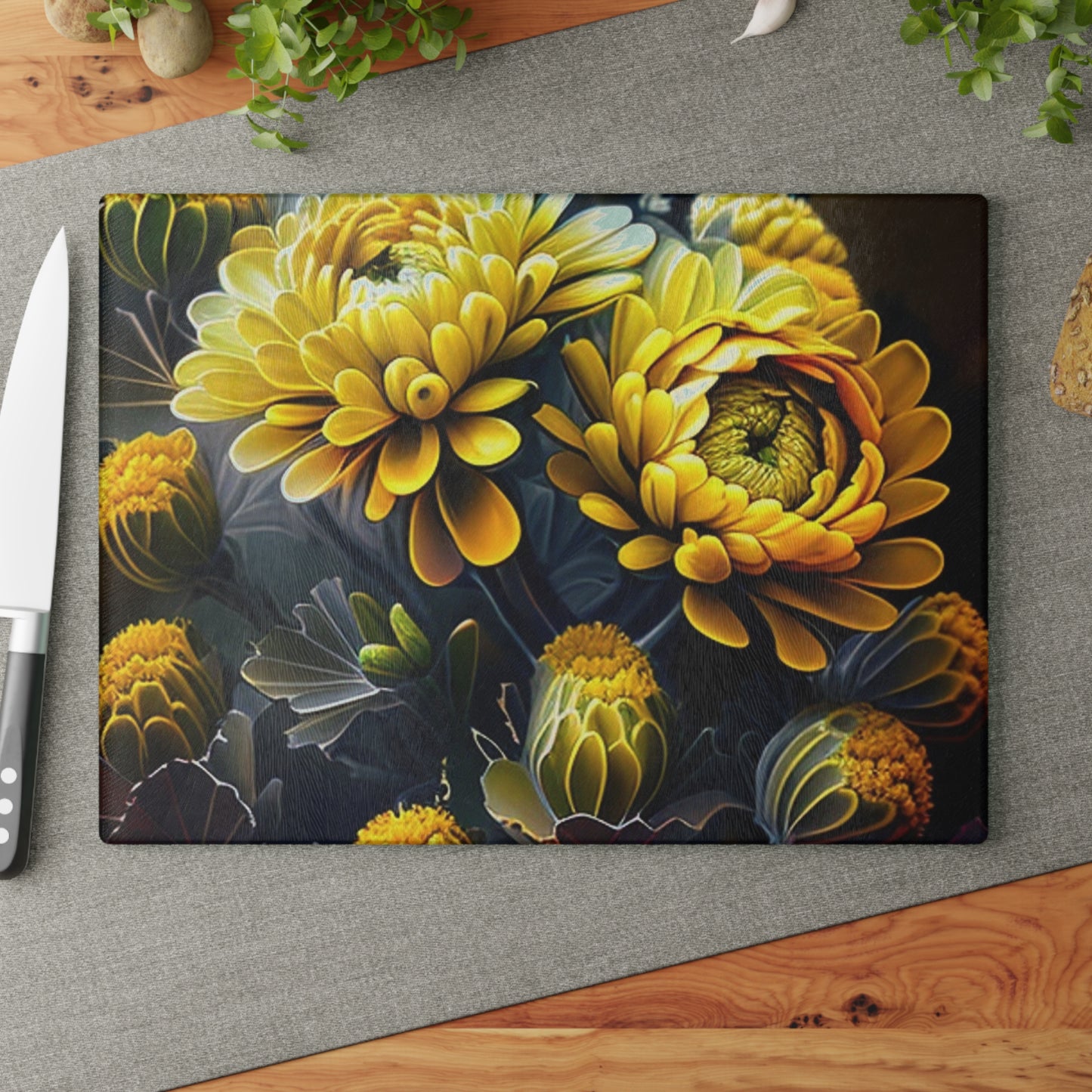 Glass Cutting Board Yellow Hermosas Flores Amarillas 4