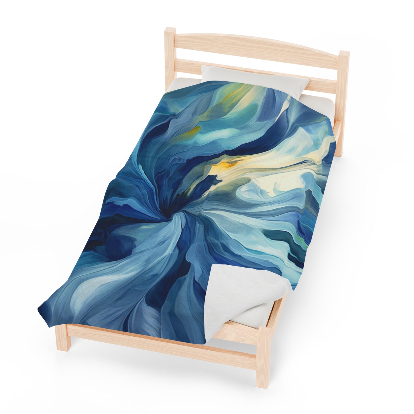 Velveteen Plush Blanket Blue Tluip Abstract 4