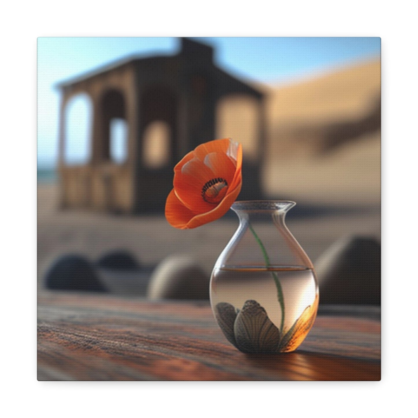 Canvas Gallery Wraps Poppy in a Glass Vase 1