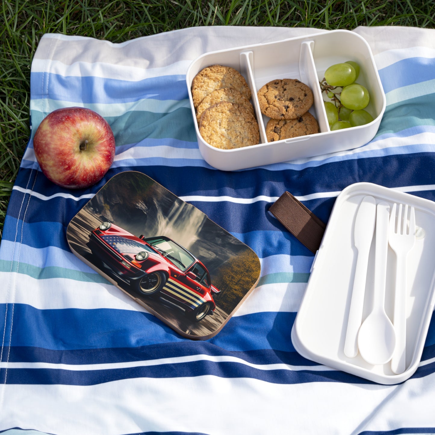 Bento Lunch Box American Flag Porsche Abstract 1