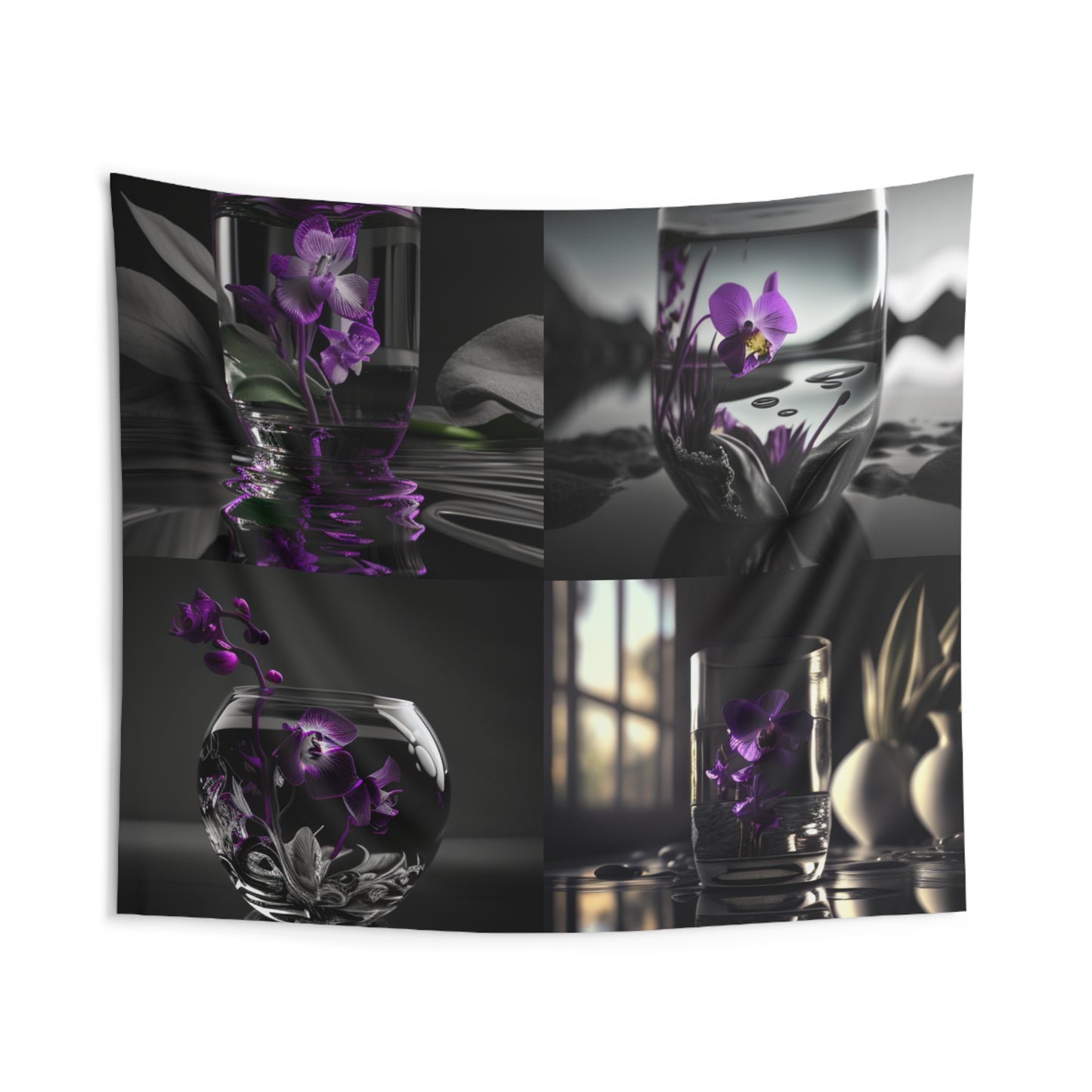 Indoor Wall Tapestries Purple Orchid Glass vase 5