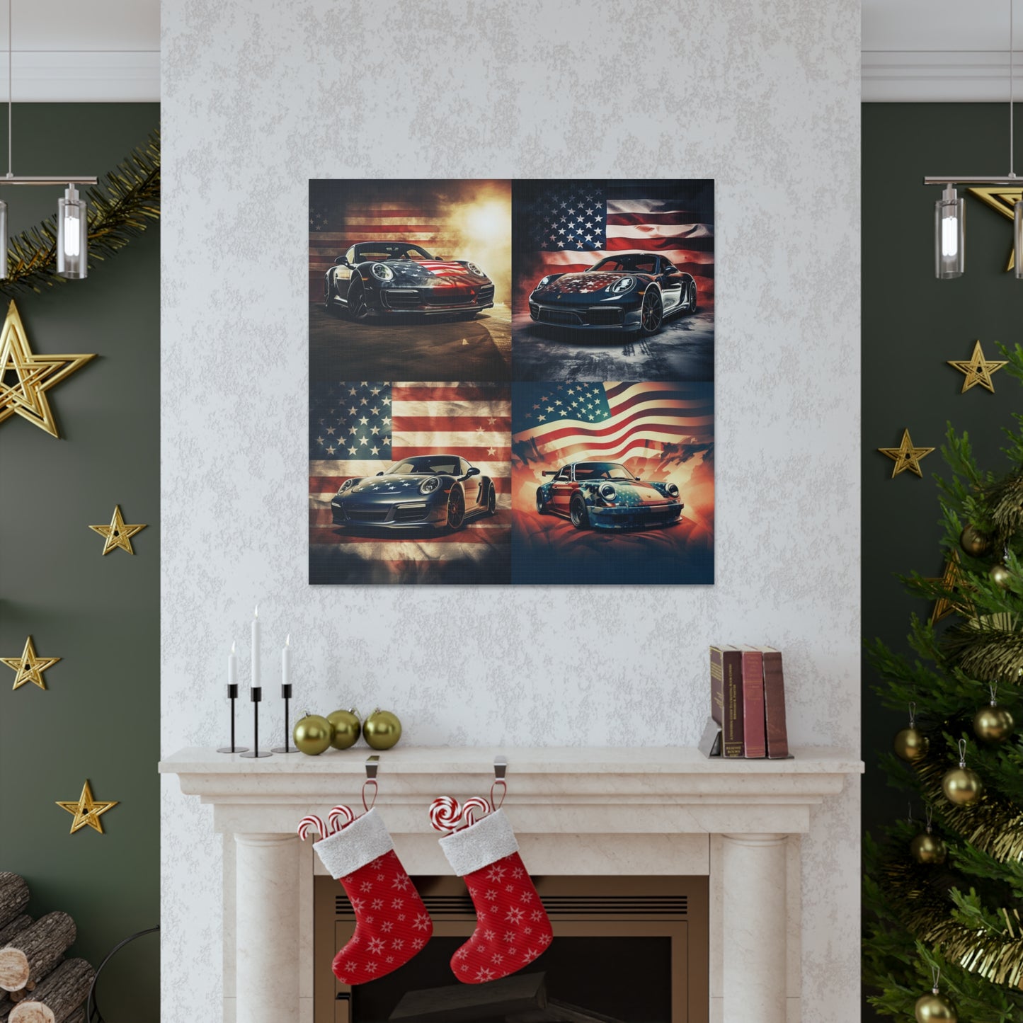 Canvas Gallery Wraps Abstract American Flag Background Porsche 5