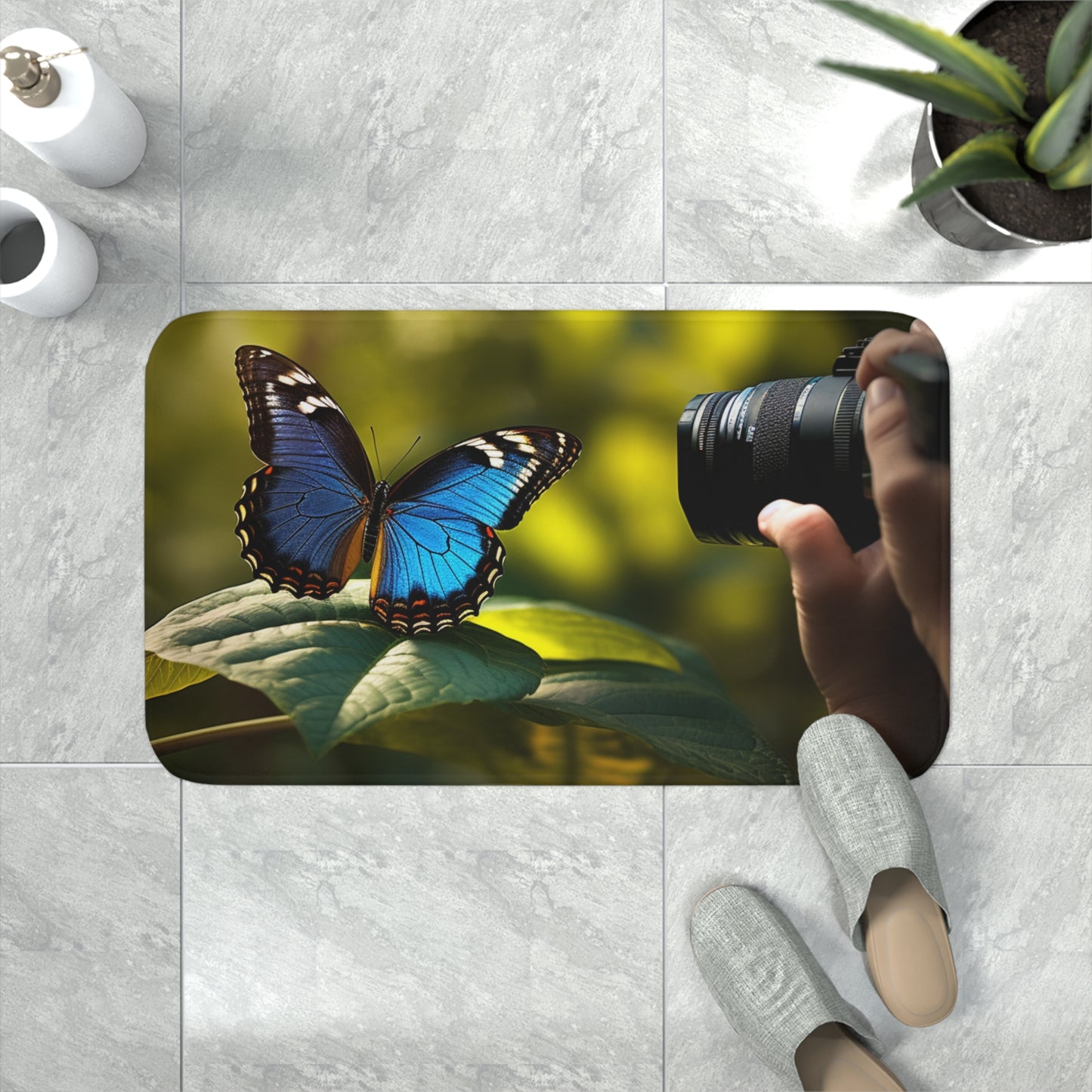 Memory Foam Bath Mat Jungle Butterfly 3