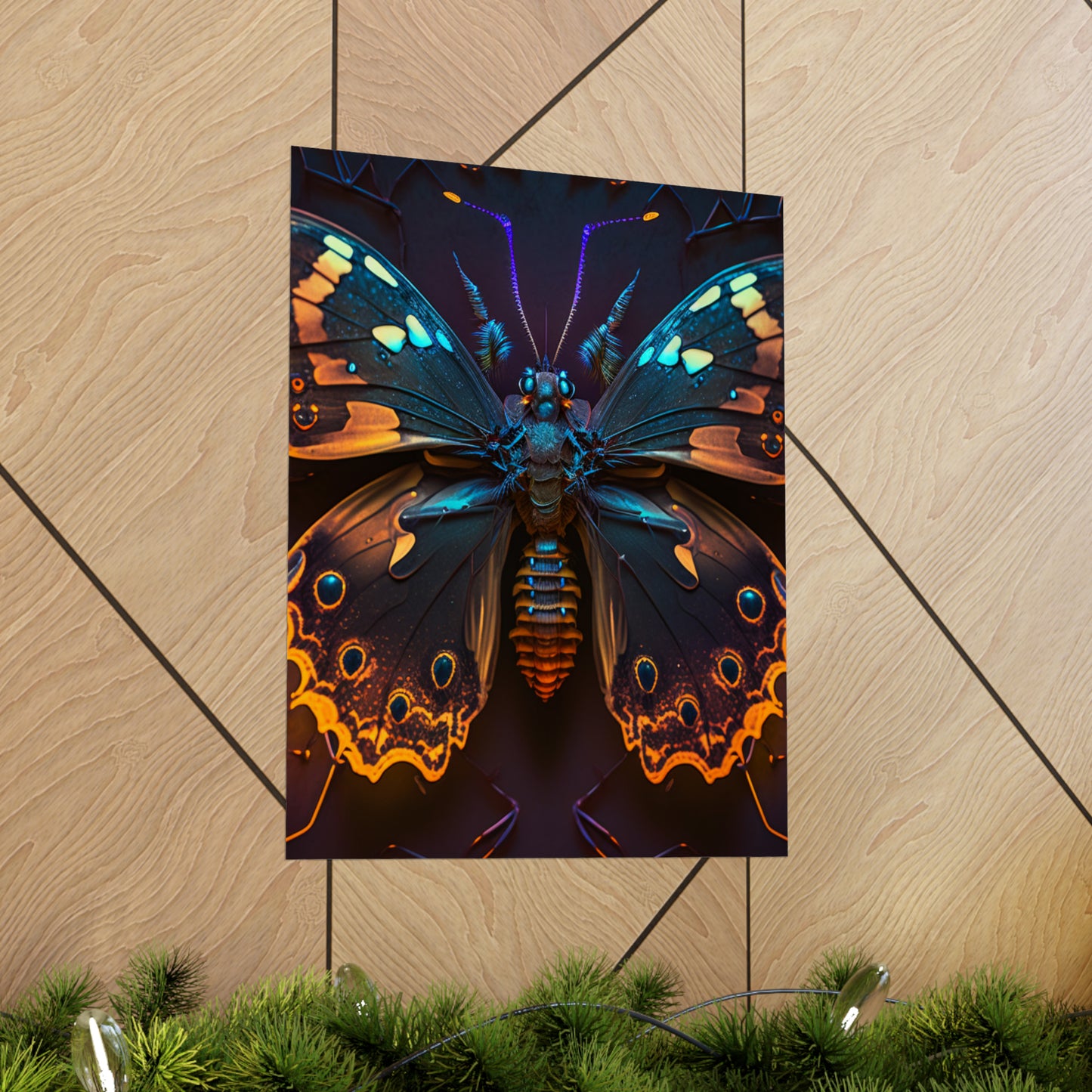 Premium Matte Vertical Posters Neon Hue Butterfly 2