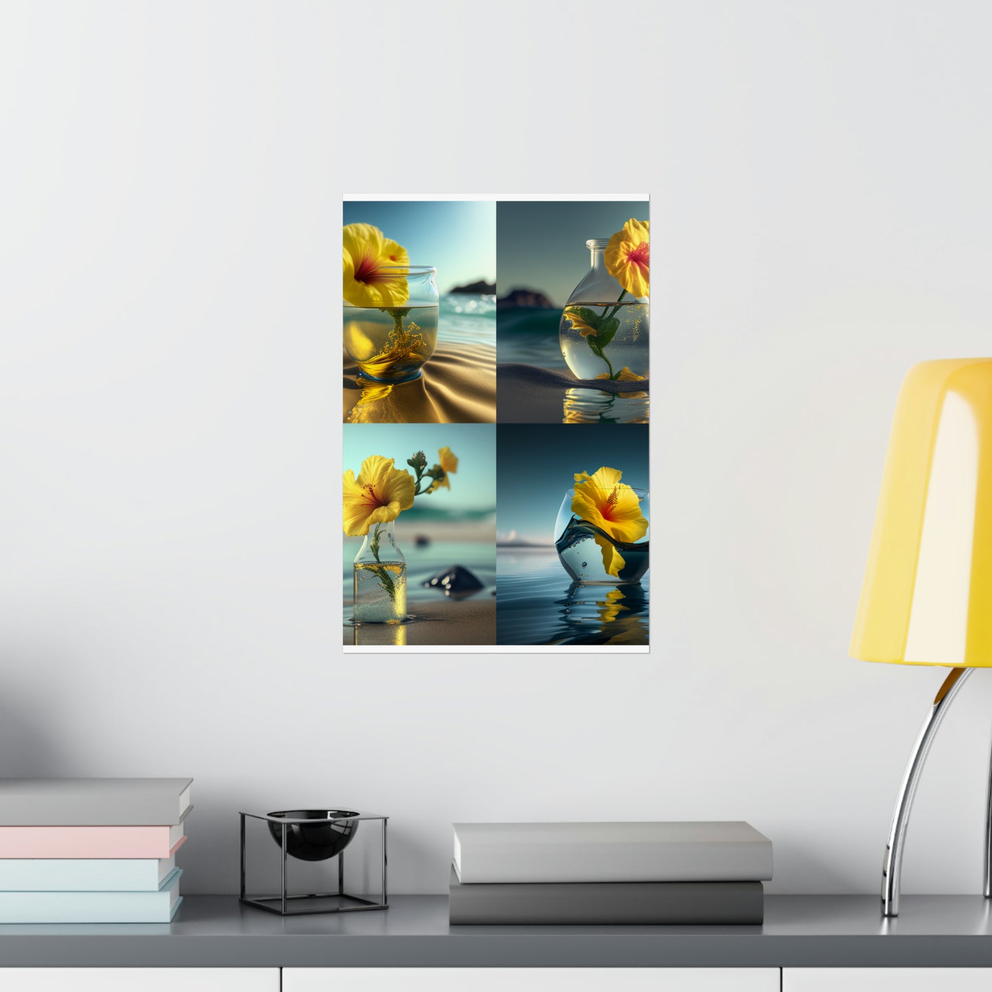 Premium Matte Vertical Posters Yellow Hibiscus glass 5