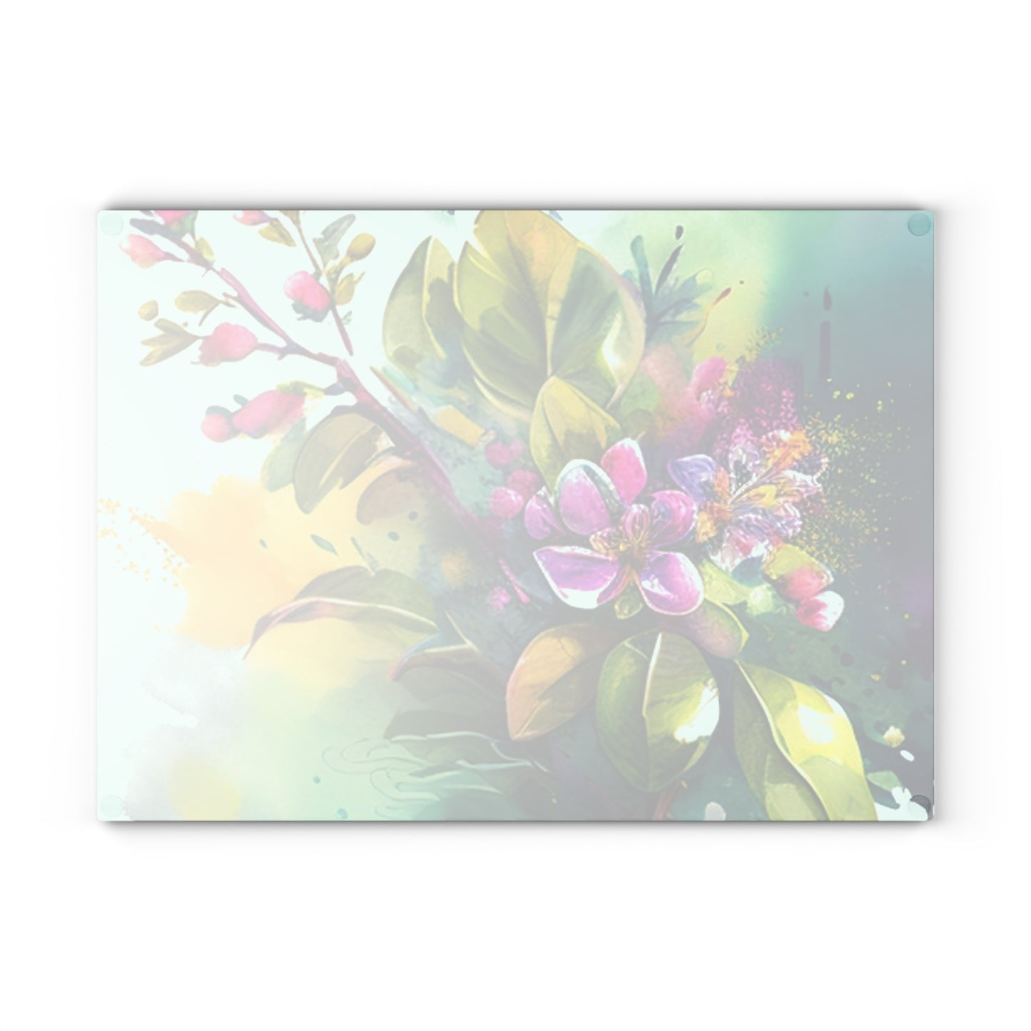 Glass Cutting Board Mother Nature Bright Spring Colors Realistic Watercolor 1