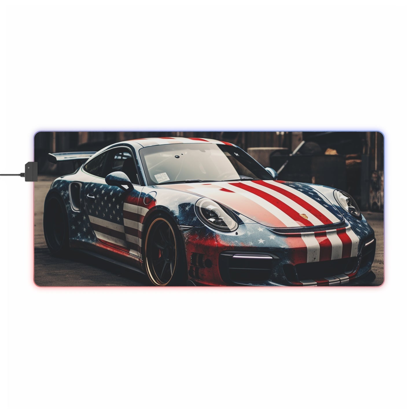 LED Gaming Mouse Pad American Flag Porsche 3