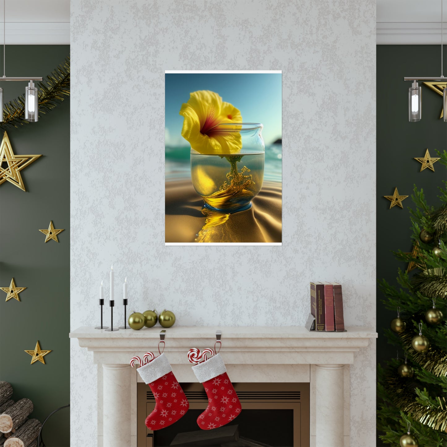 Premium Matte Vertical Posters Yellow Hibiscus glass 1