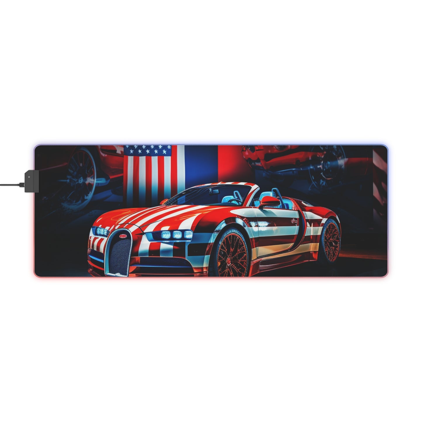 LED Gaming Mouse Pad Macro Bugatti American Flag 2