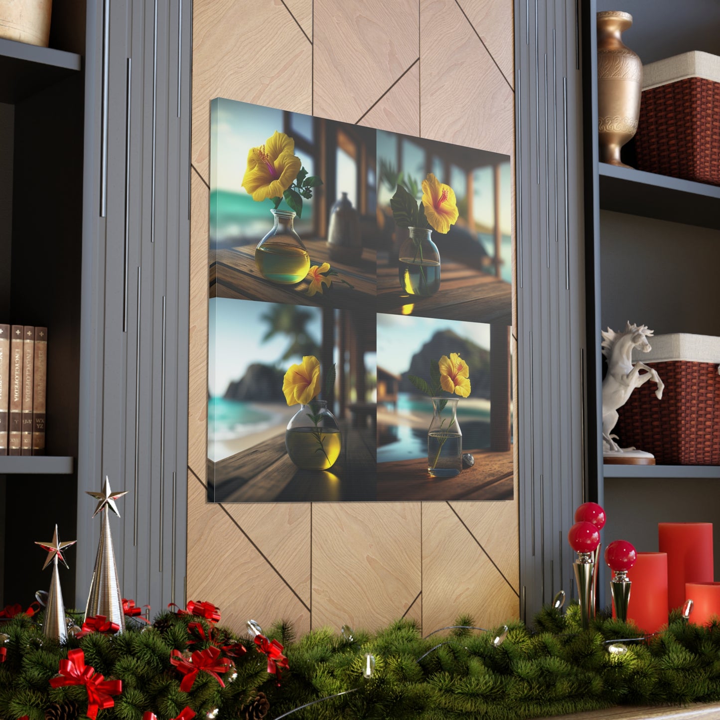 Canvas Gallery Wraps Yellow Hibiscus Wood 5