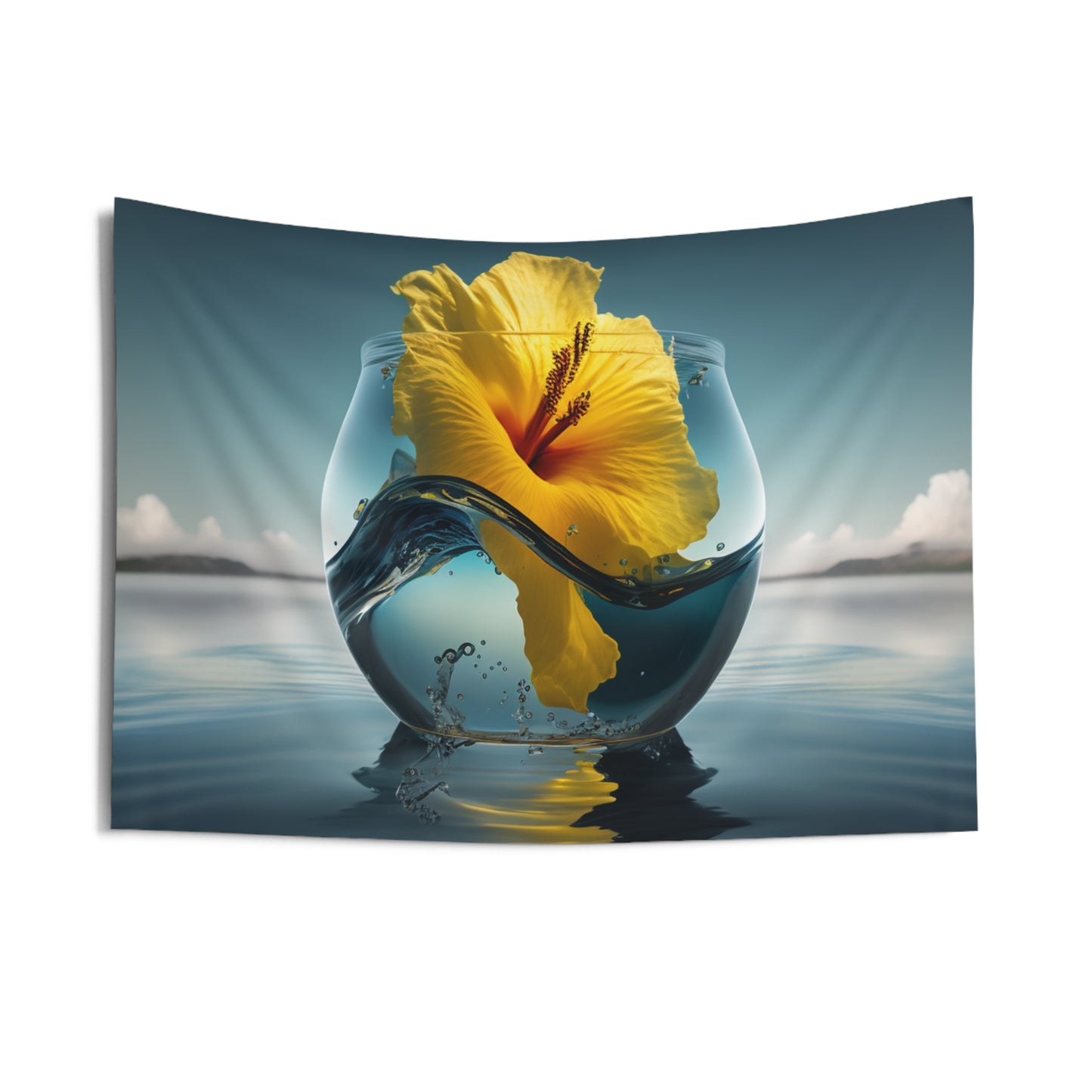 Indoor Wall Tapestries Yellow Hibiscus glass 4