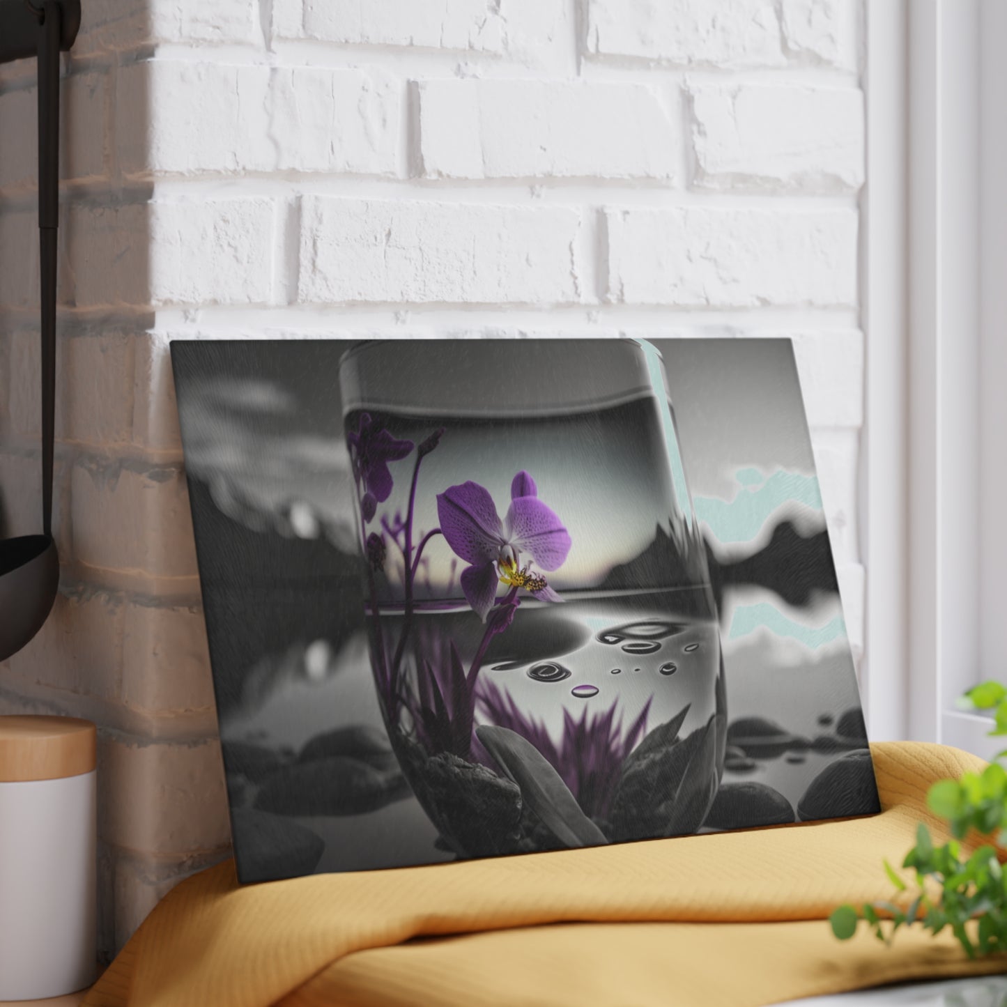 Glass Cutting Board Purple Orchid Glass vase 2