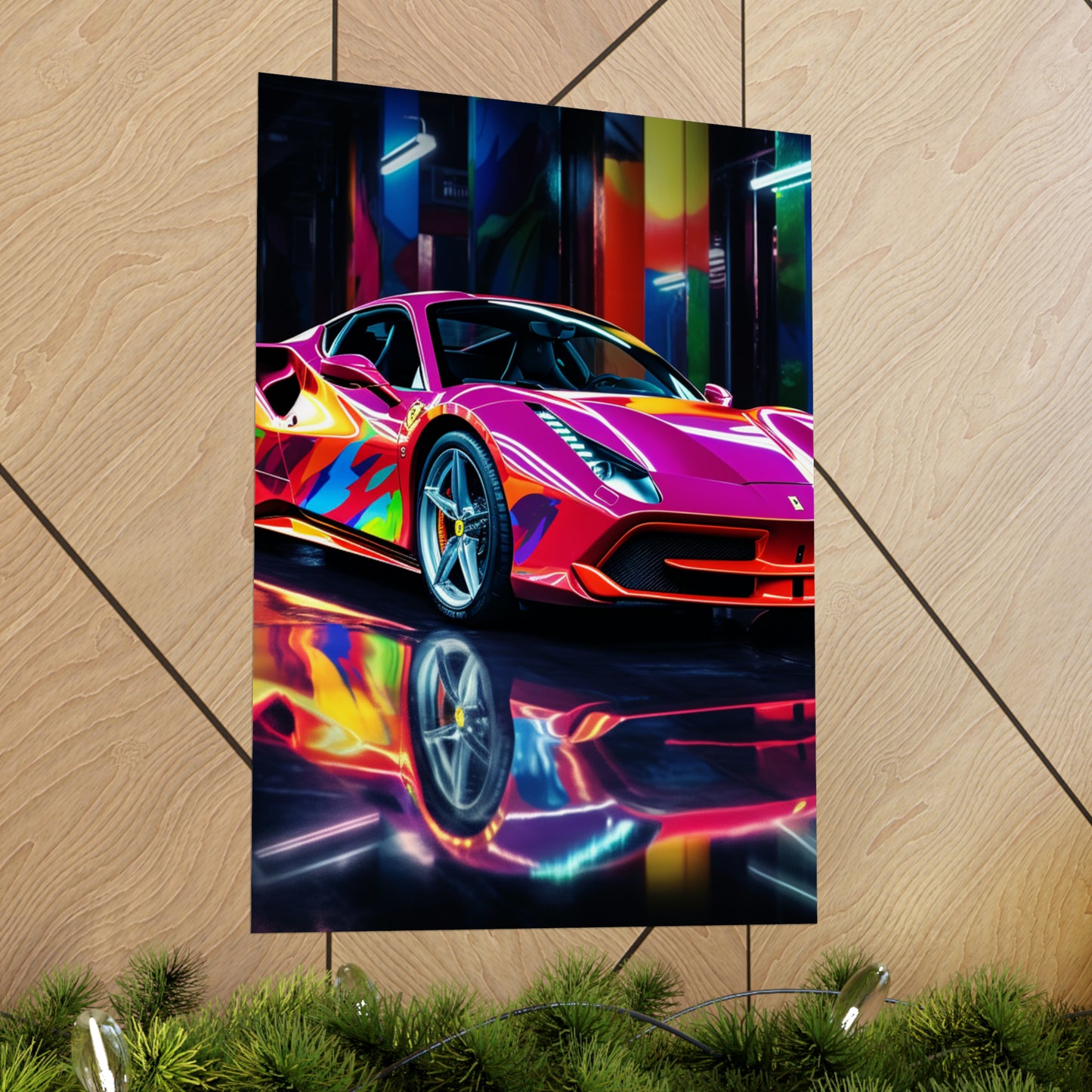 Premium Matte Vertical Posters Pink Macro Ferrari 1