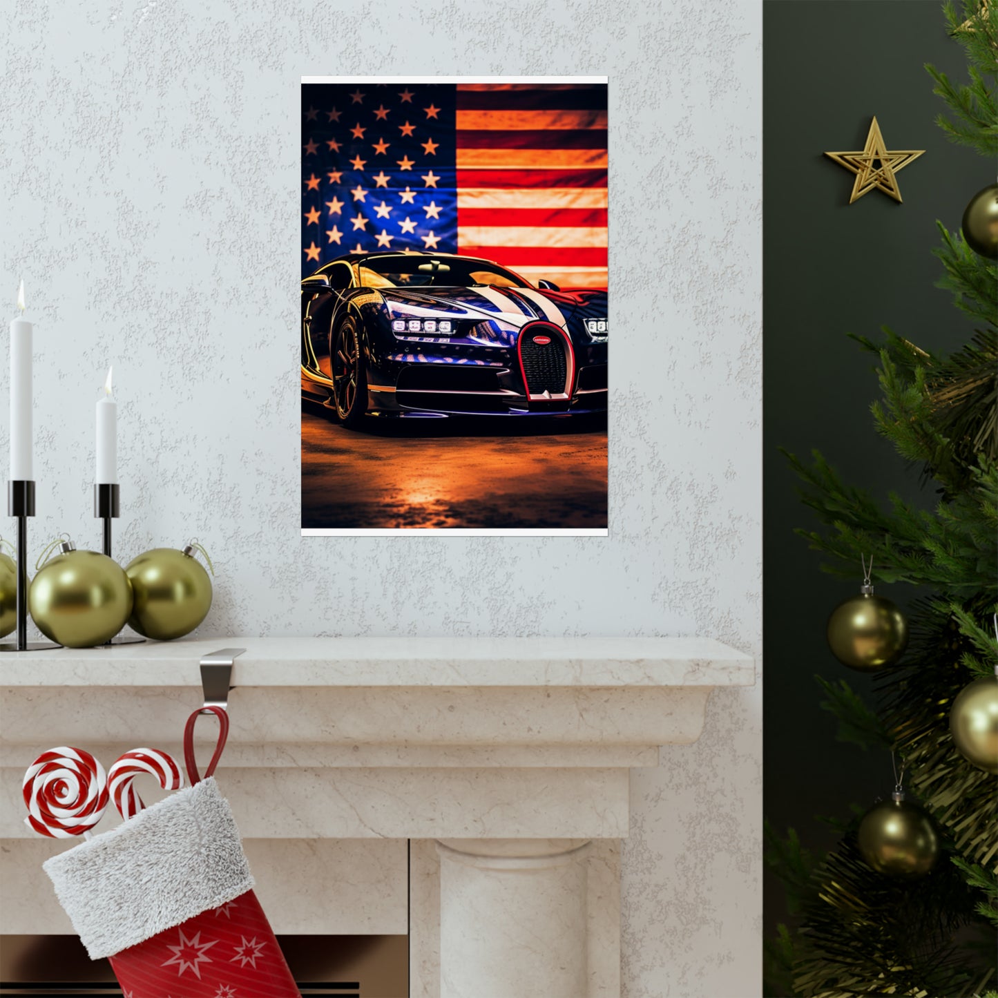 Premium Matte Vertical Posters Macro Bugatti American Flag 4