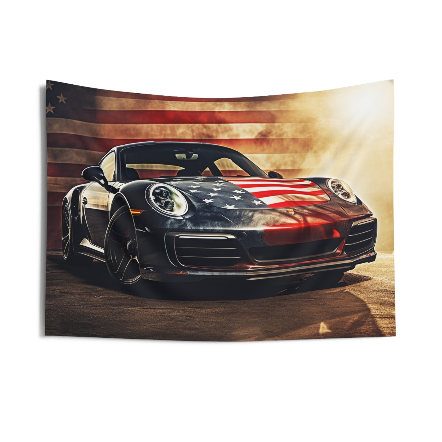 Indoor Wall Tapestries Abstract American Flag Background Porsche 1