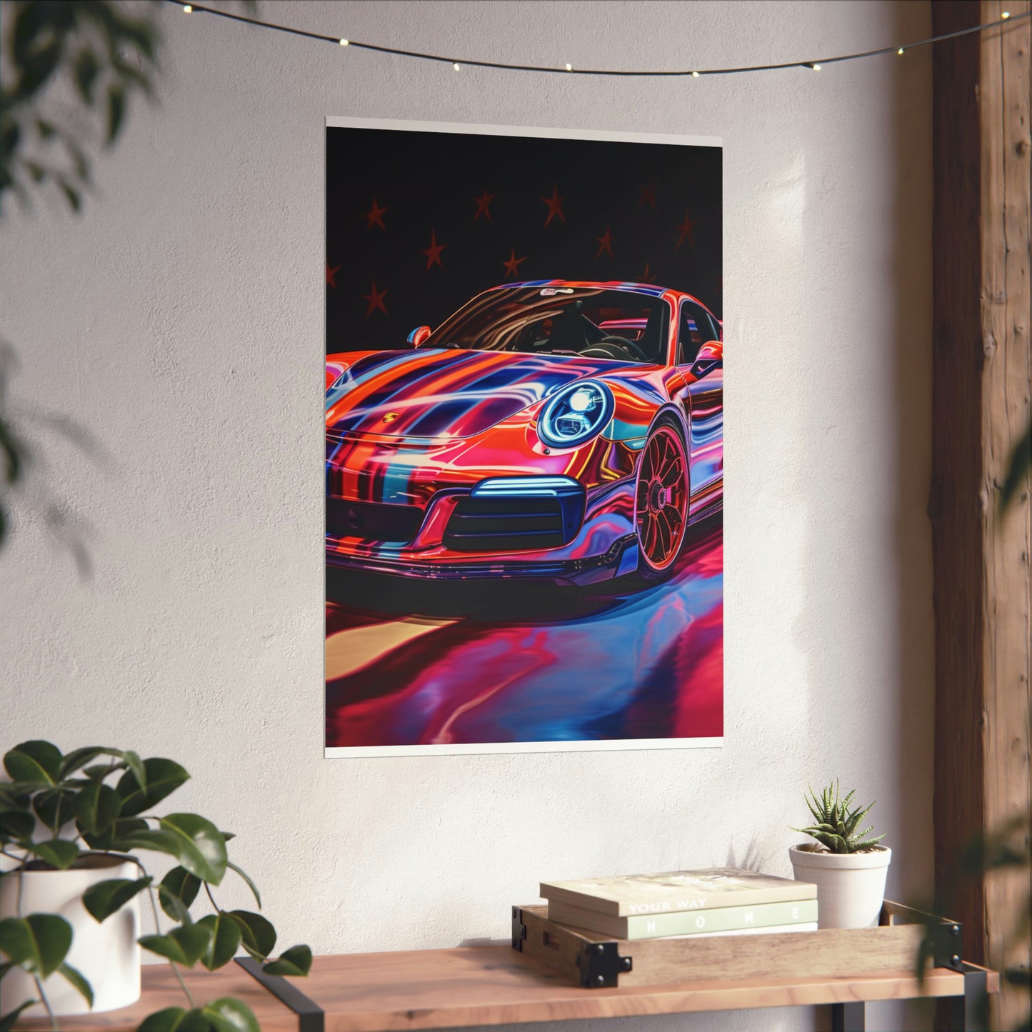 Premium Matte Vertical Posters Macro American Flag Porsche 4