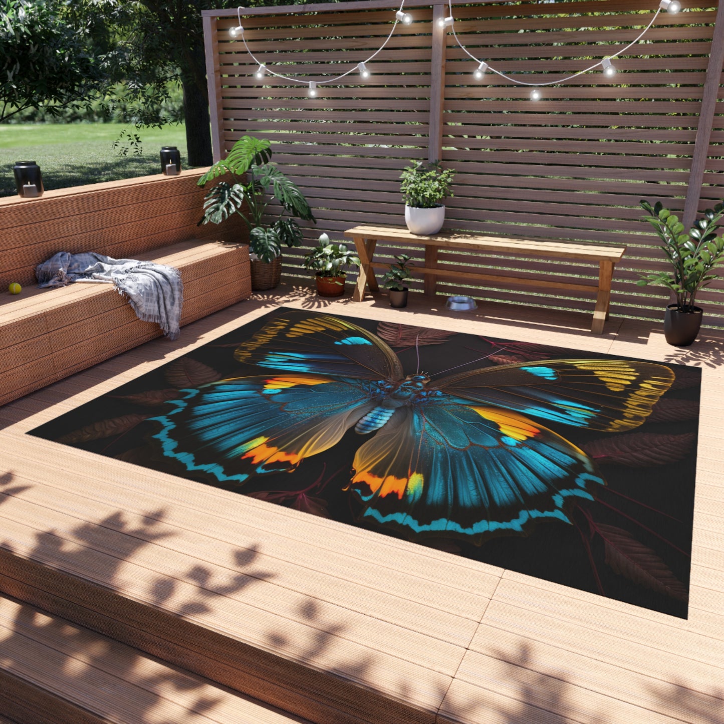 Outdoor Rug  Neon Butterfly Flair 1