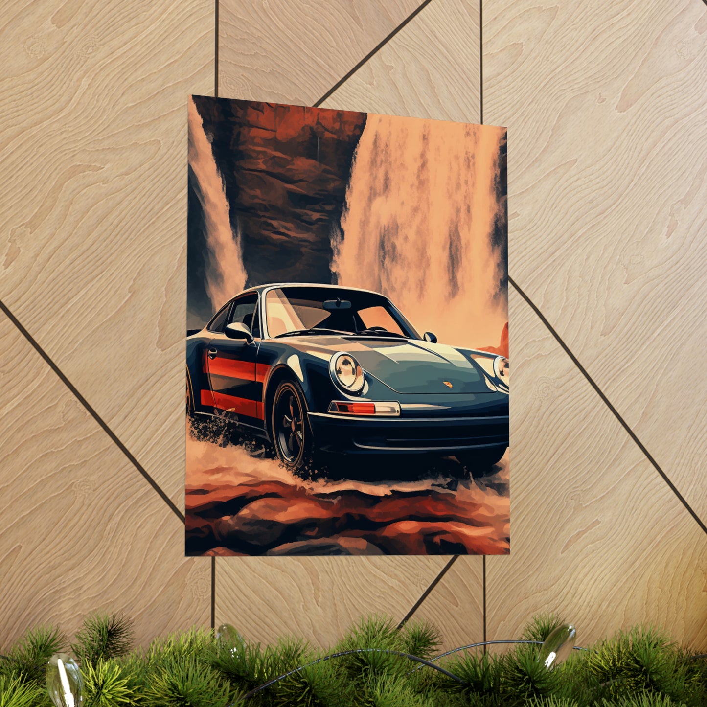 Premium Matte Vertical Posters American Flag Porsche Abstract 3