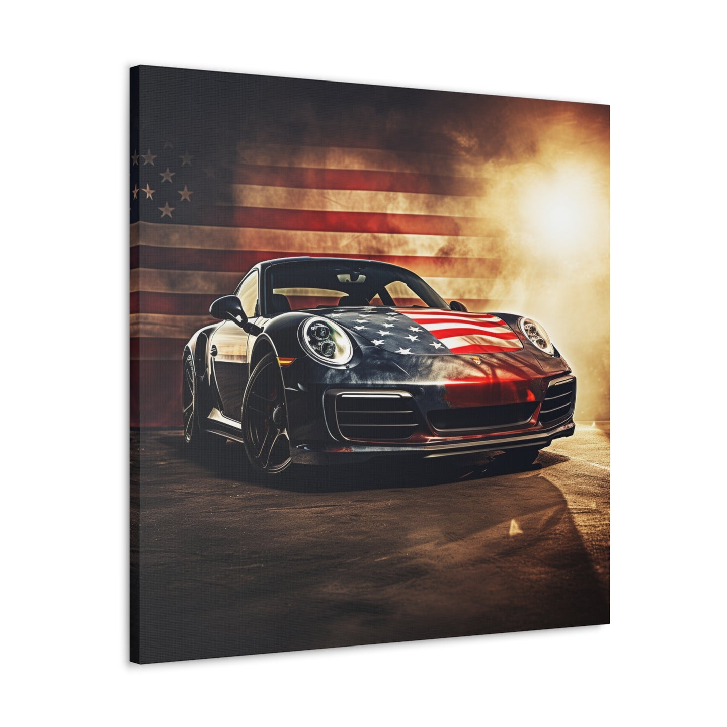 Canvas Gallery Wraps Abstract American Flag Background Porsche 1