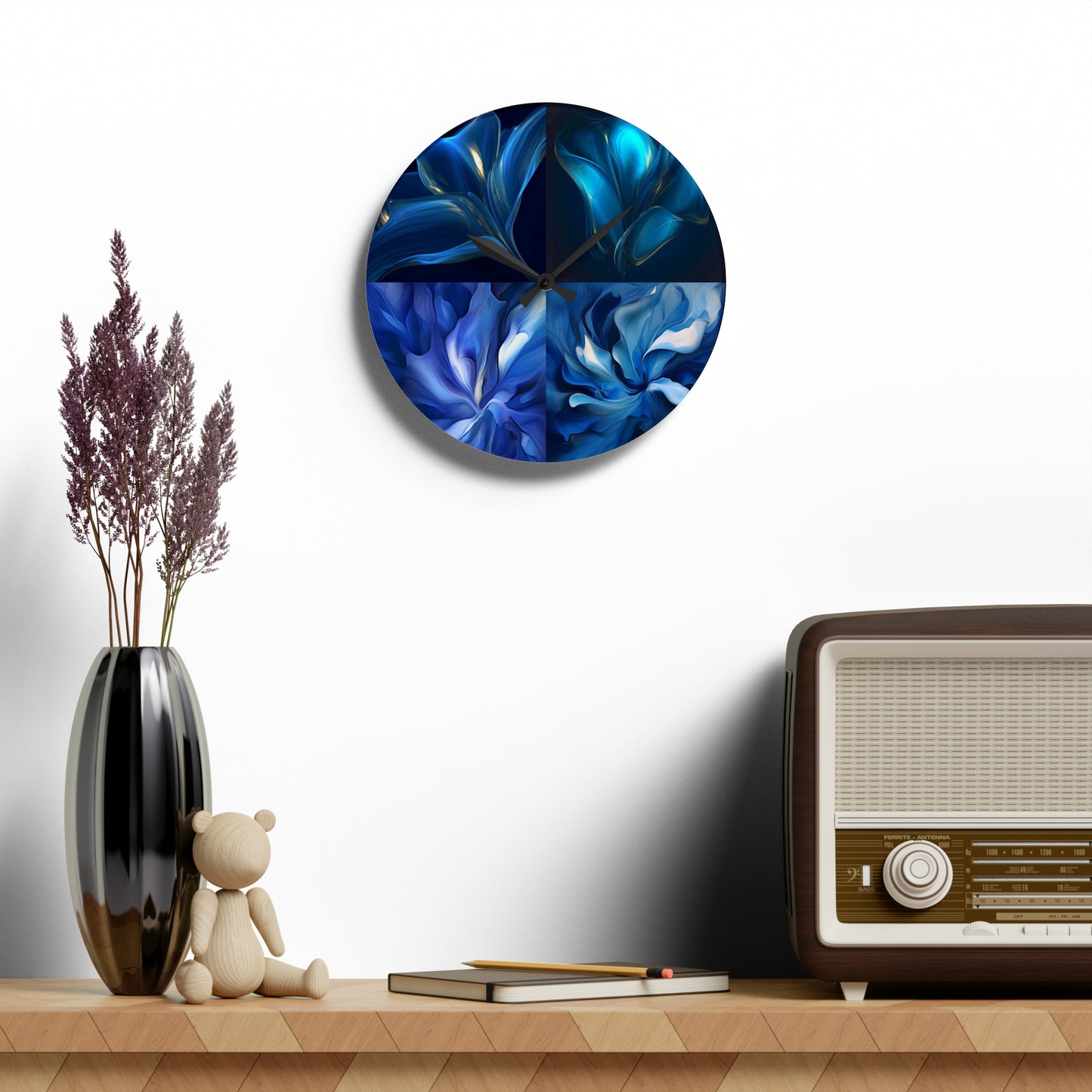 Acrylic Wall Clock Abstract Blue Tulip 5