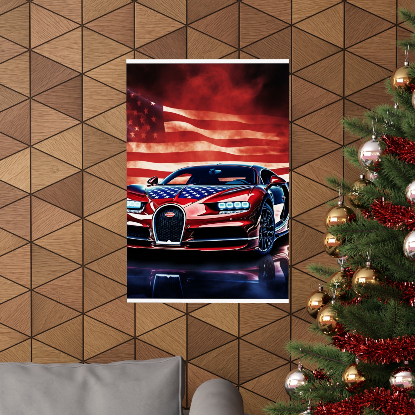 Premium Matte Vertical Posters Abstract American Flag Background Bugatti 3