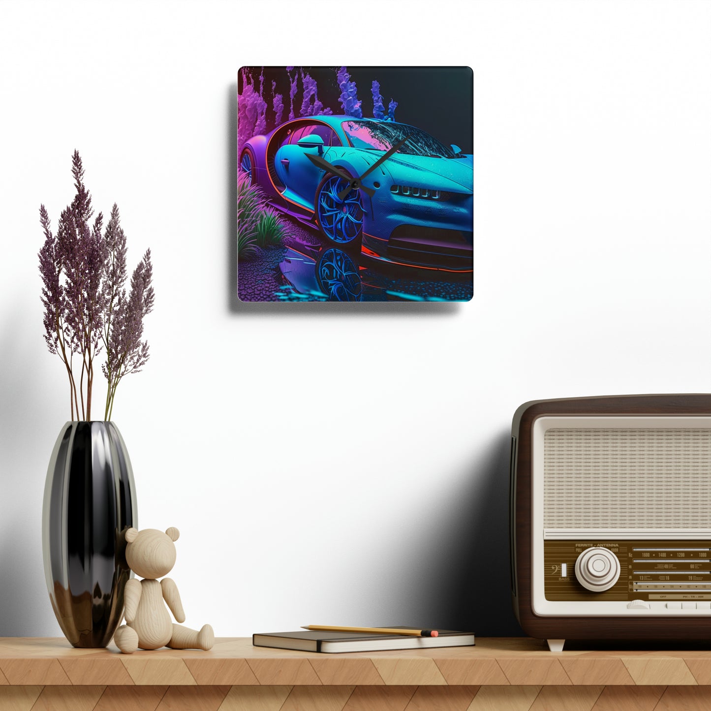 Acrylic Wall Clock Bugatti Neon Chiron 2