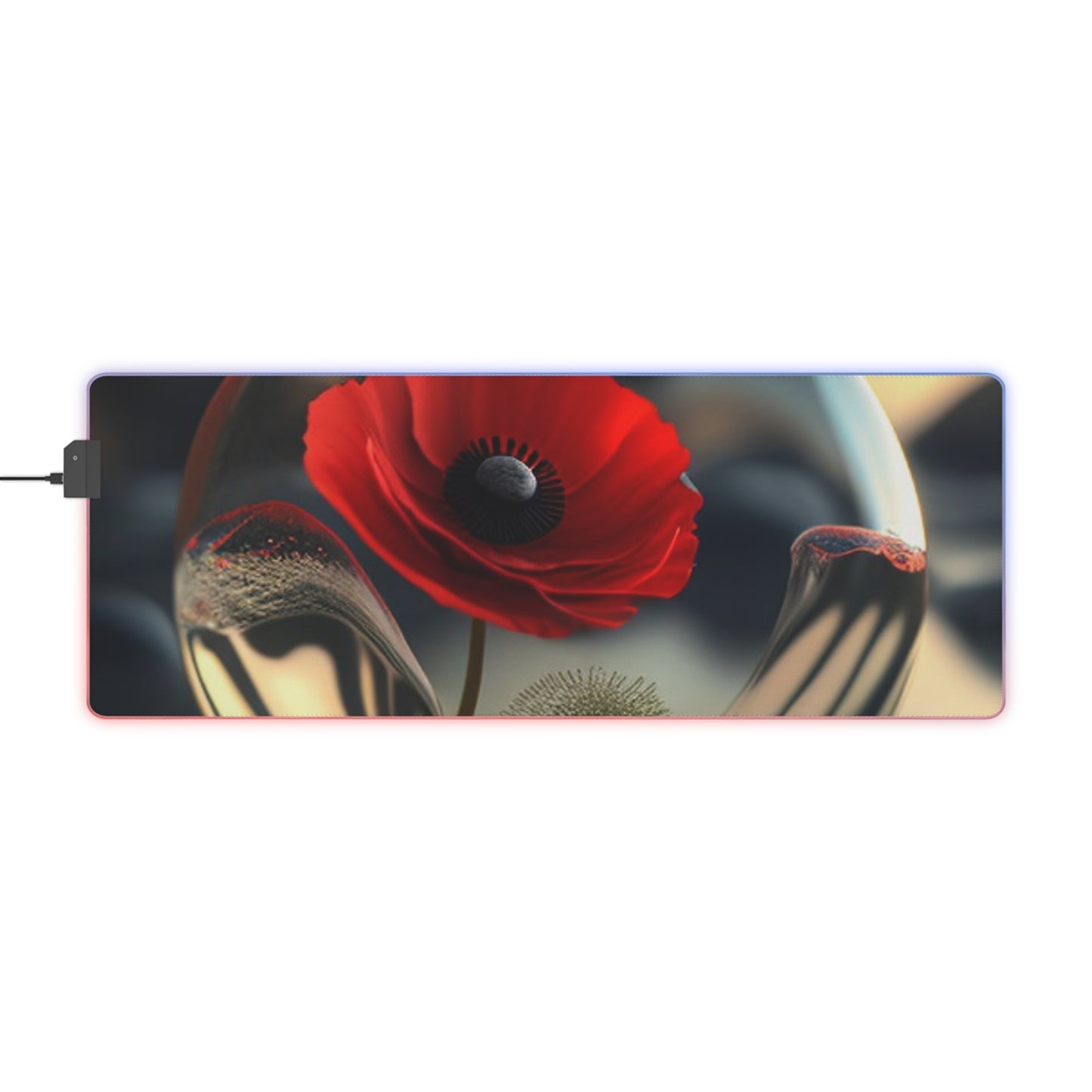 LED Gaming Mouse Pad Red Anemone in a Vase 3
