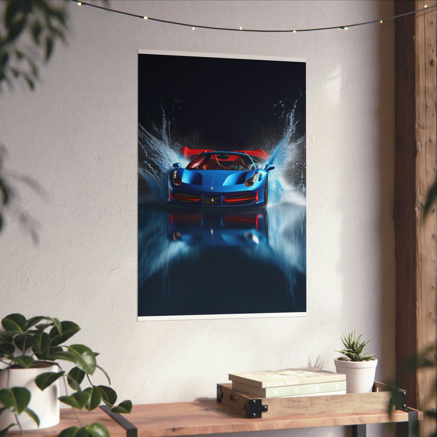 Premium Matte Vertical Posters Ferrari Water Splash 1