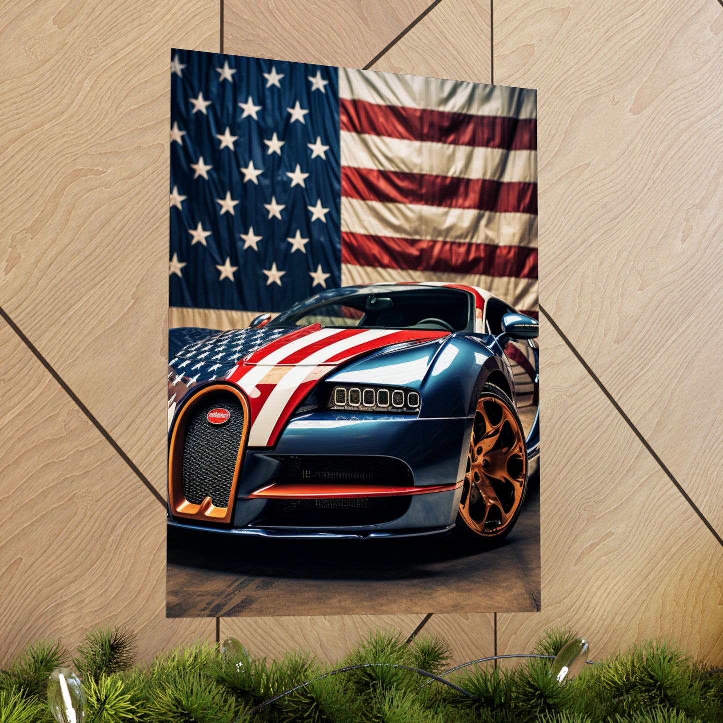 Premium Matte Vertical Posters Bugatti Flag American 4