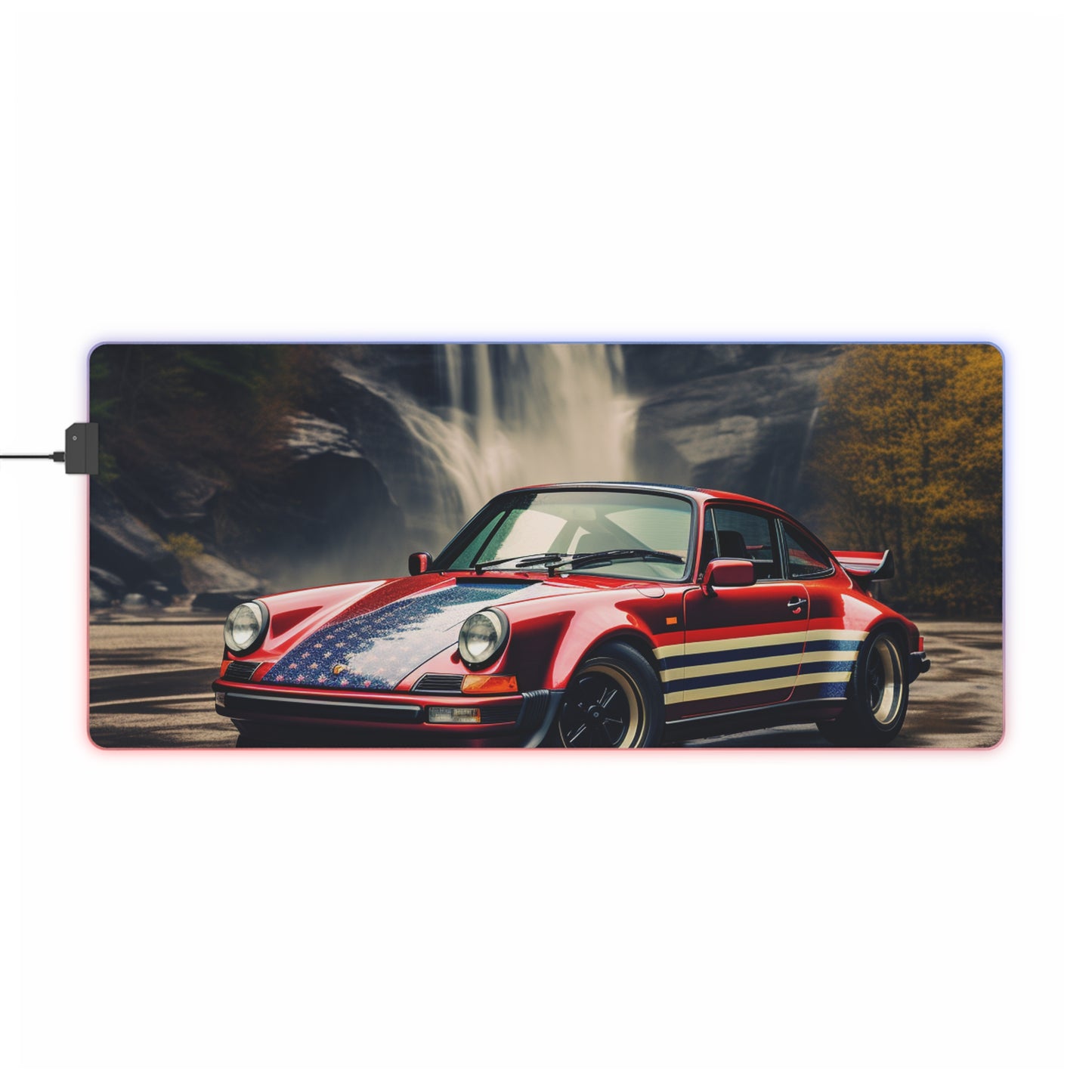 LED Gaming Mouse Pad American Flag Porsche Abstract 1