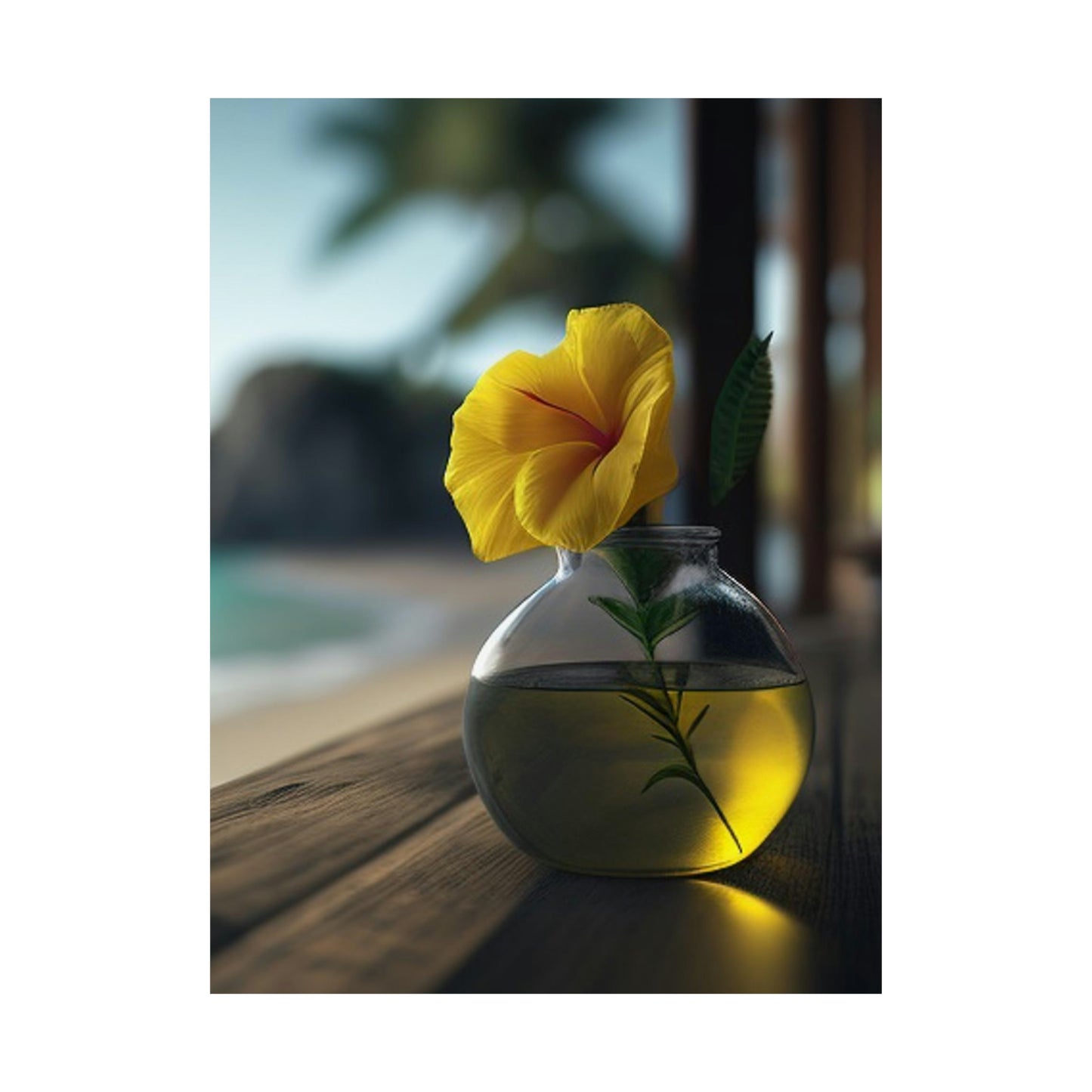 Premium Matte Vertical Posters Yellow Hibiscus Wood 3