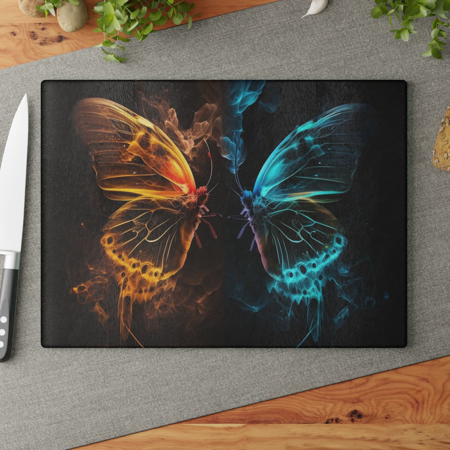 Glass Cutting Board Kiss Neon Butterfly 8