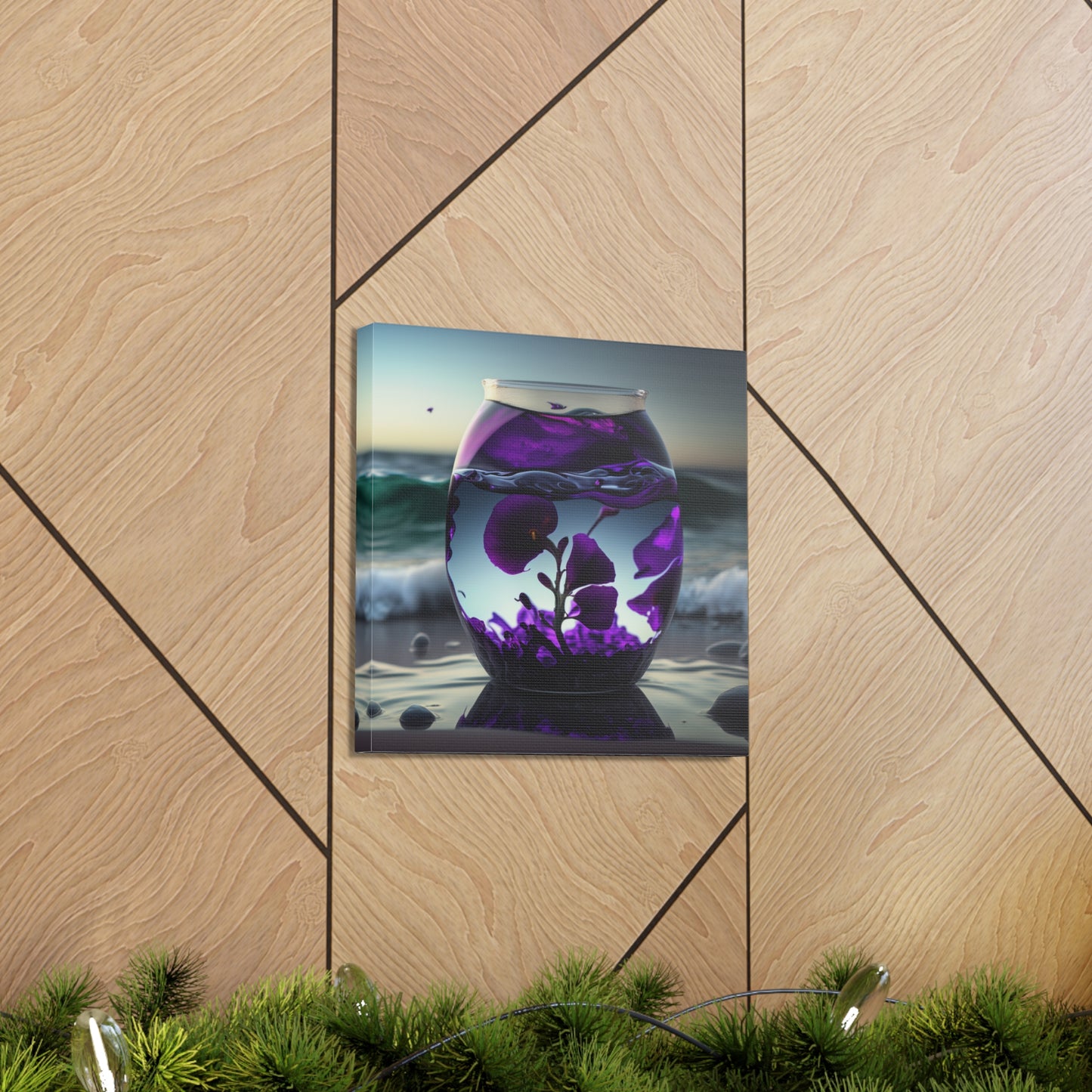 Canvas Gallery Wraps Purple Sweet pea in a vase 4
