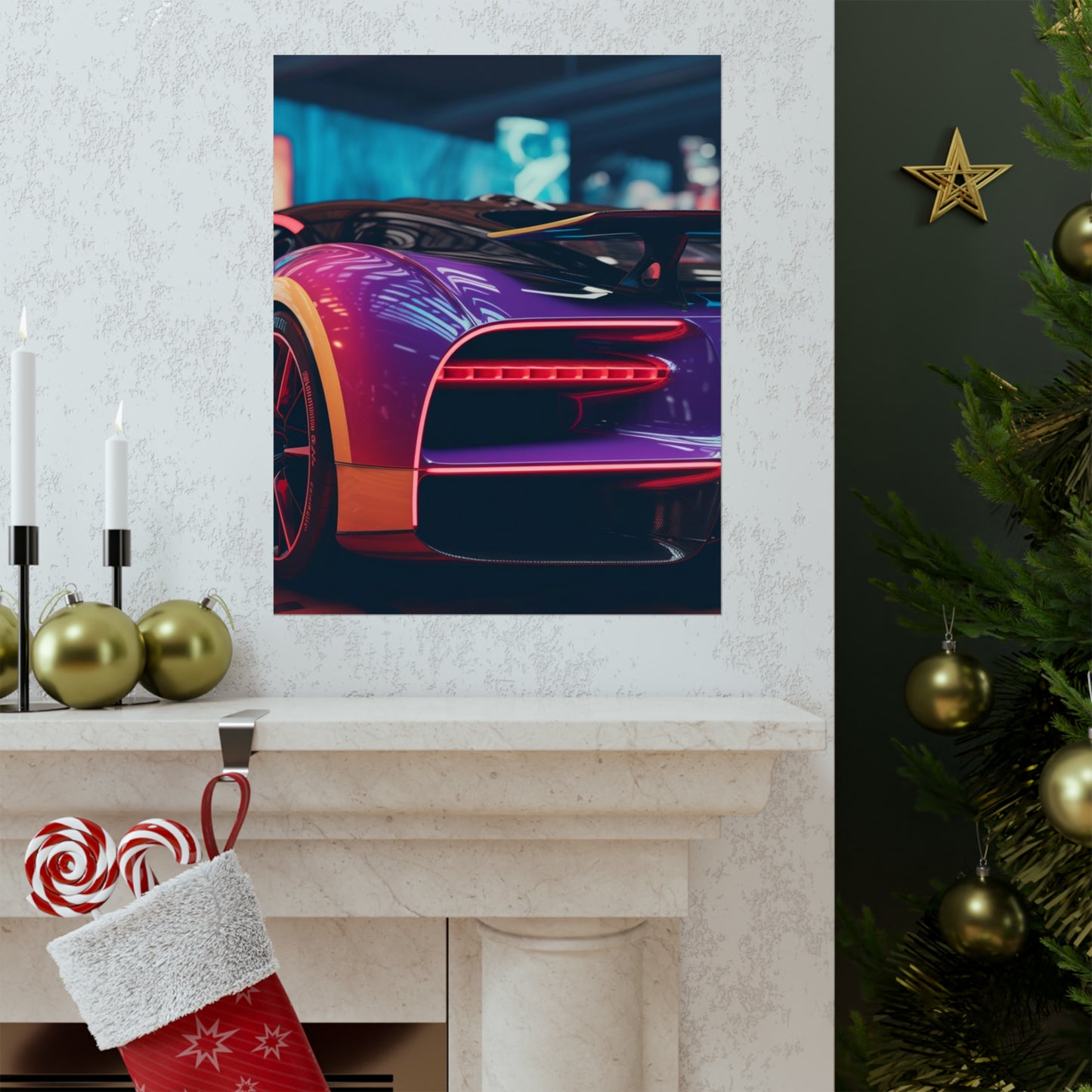 Premium Matte Vertical Posters Hyper Bugatti Neon Chiron 3