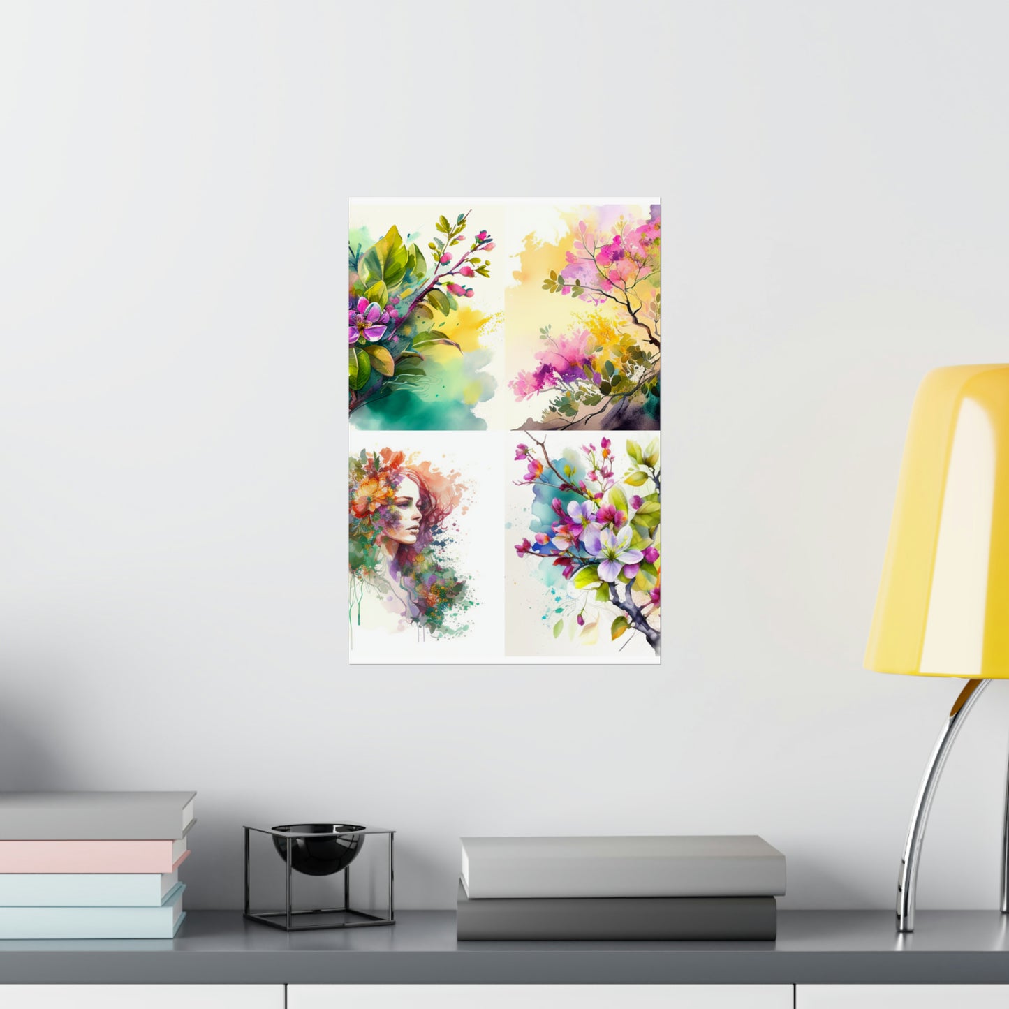 Premium Matte Vertical Posters Mother Nature Bright Spring Colors Realistic Watercolor 5