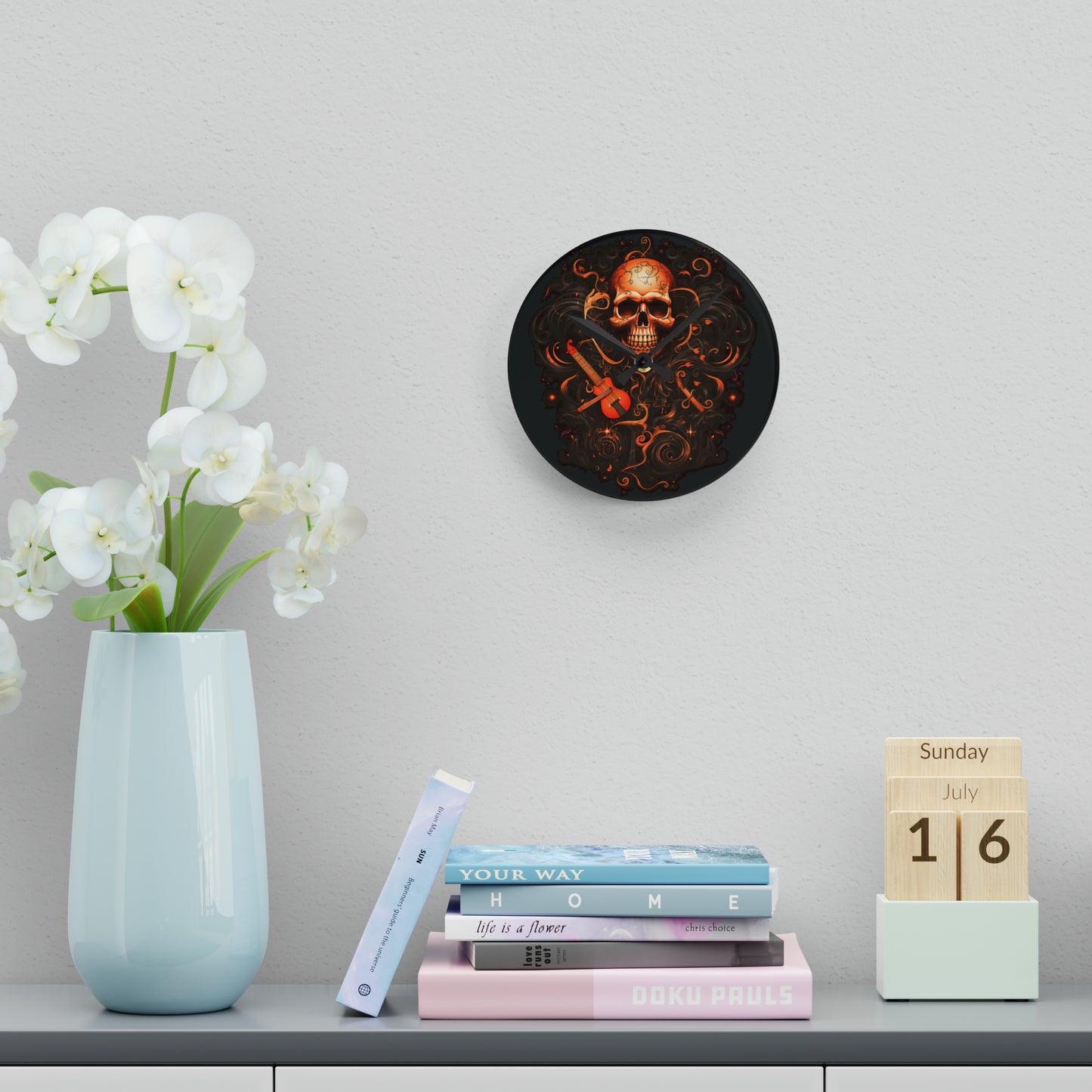 Acrylic Wall Clock Skull Treble Clef 4