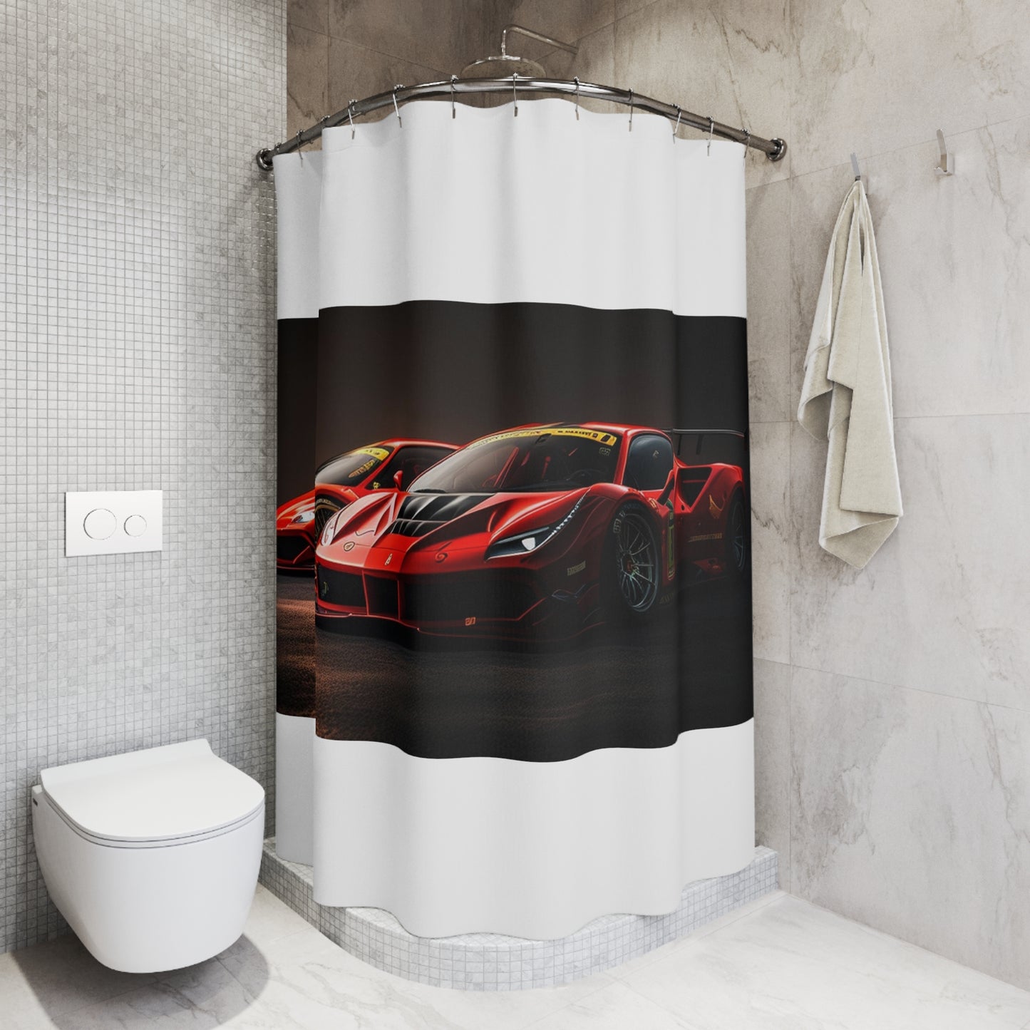 Polyester Shower Curtain Ferrari Red 4