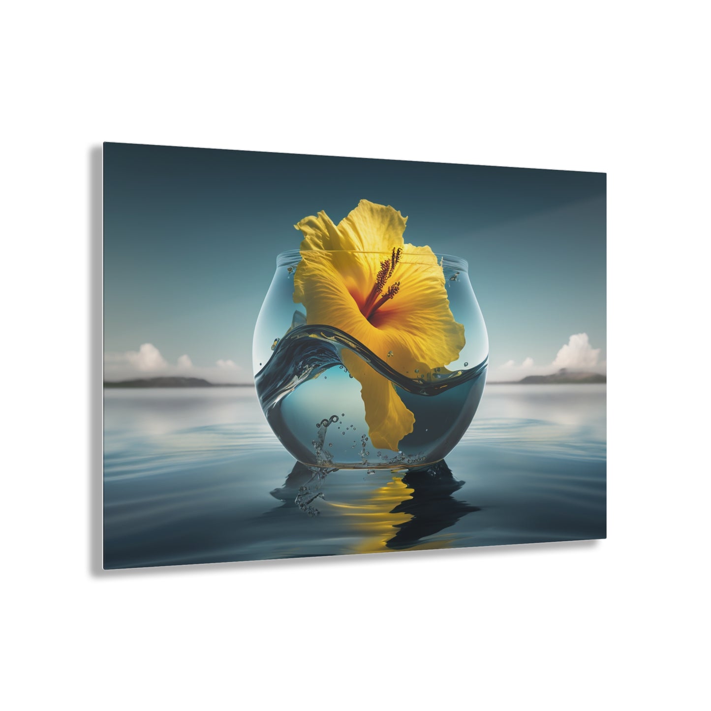 Acrylic Prints Yellow Hibiscus glass 4