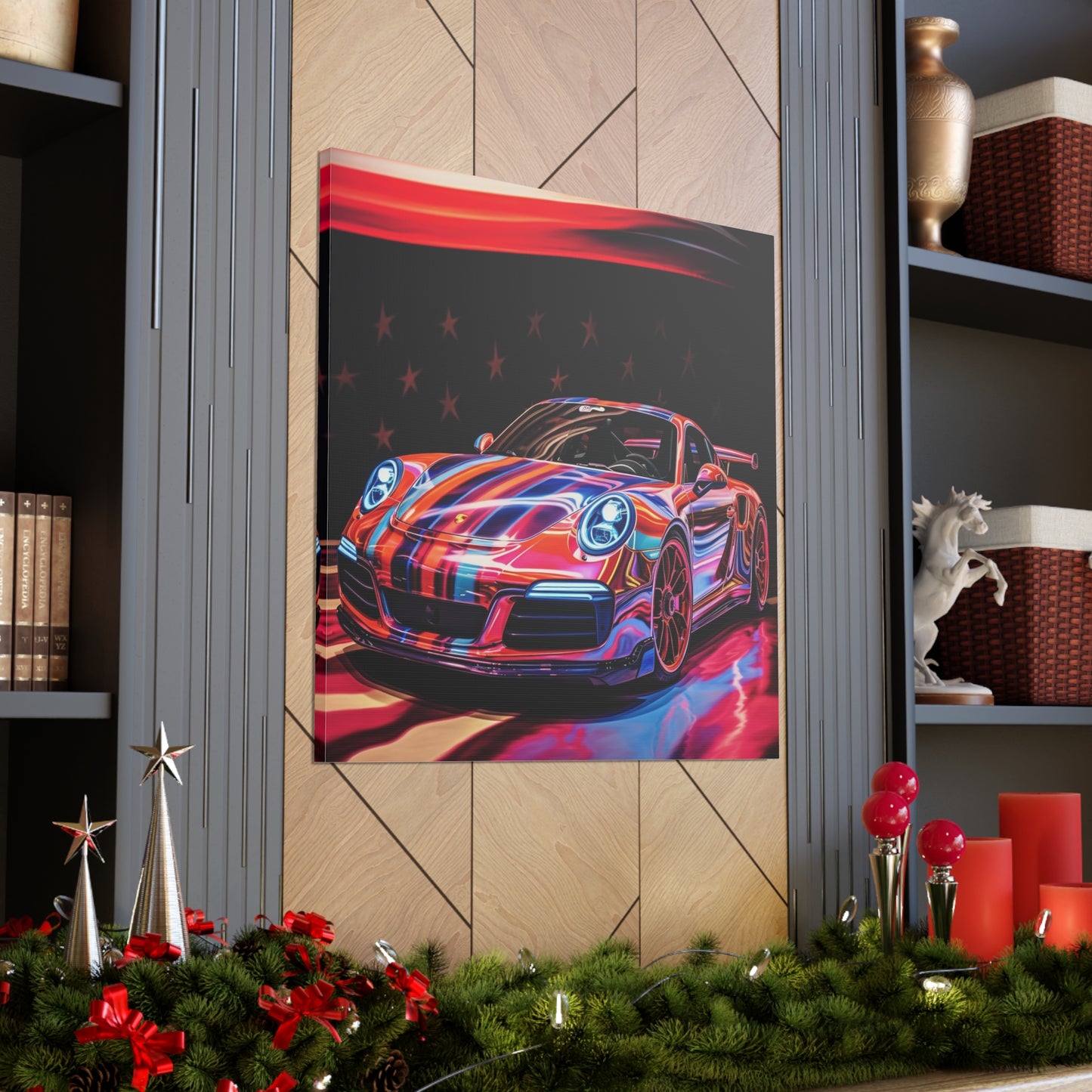 Canvas Gallery Wraps American Flag Colored Porsche 2