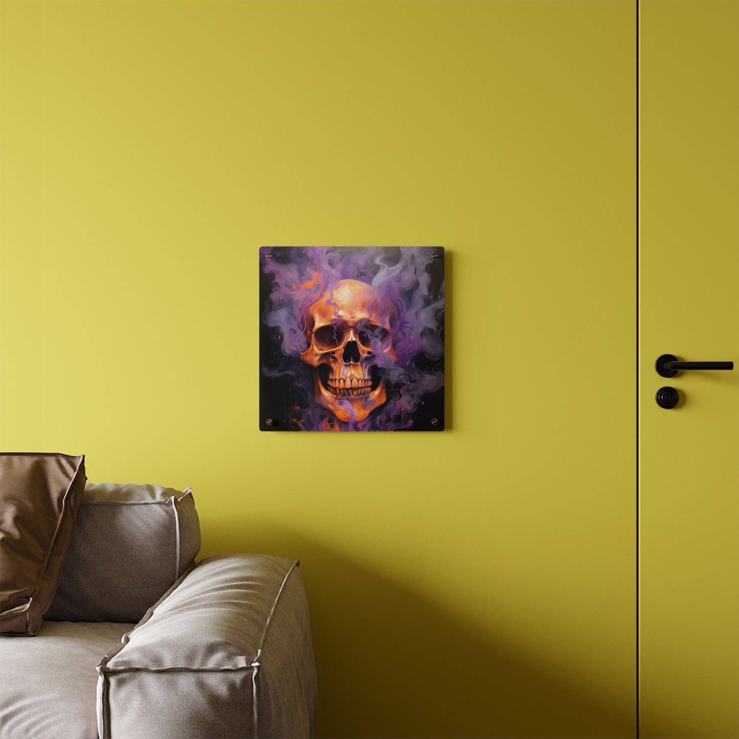 Acrylic Wall Art Panels Skull Flames 4