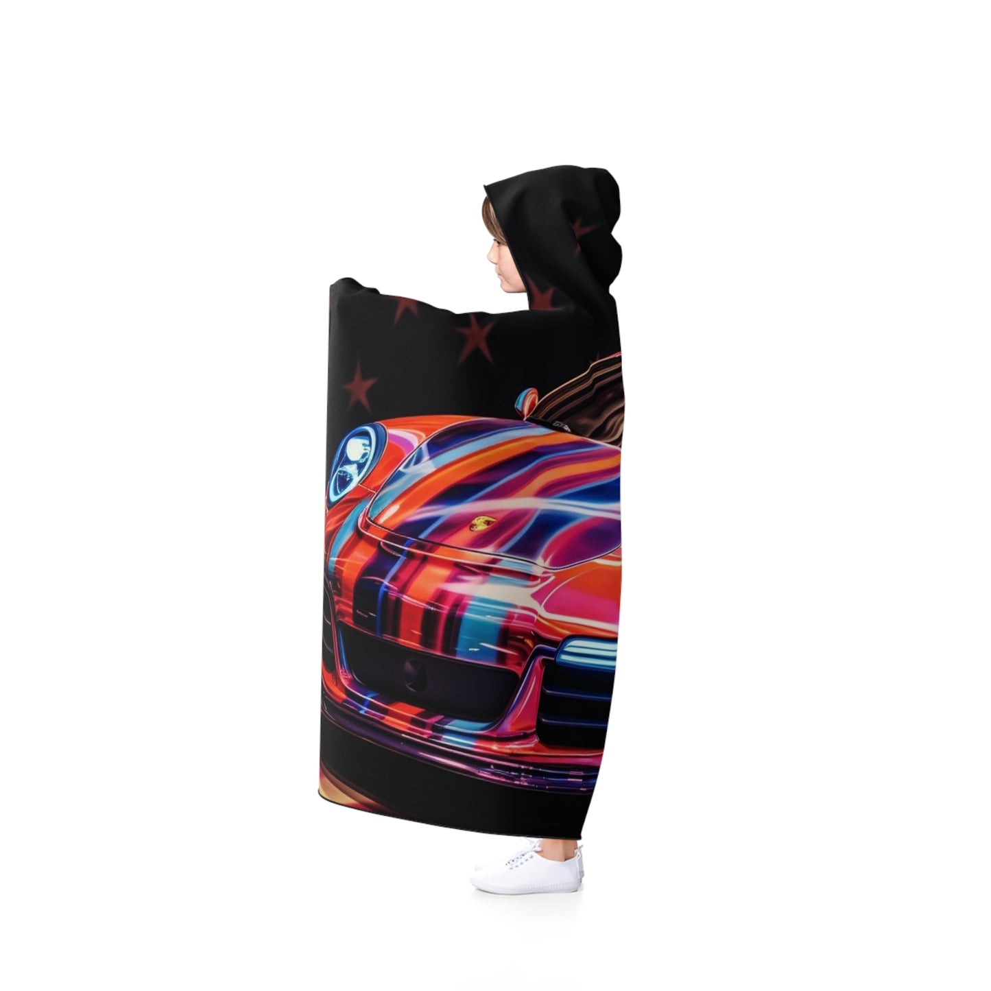 Hooded Blanket American Flag Colored Porsche 1