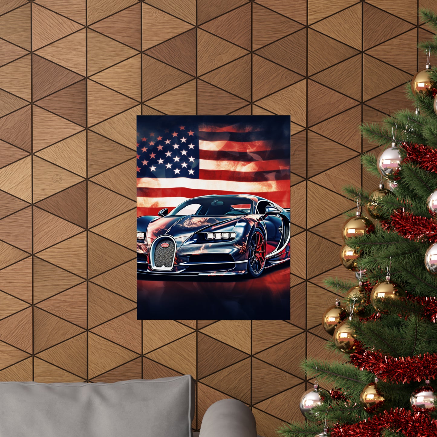 Premium Matte Vertical Posters Abstract American Flag Background Bugatti 4