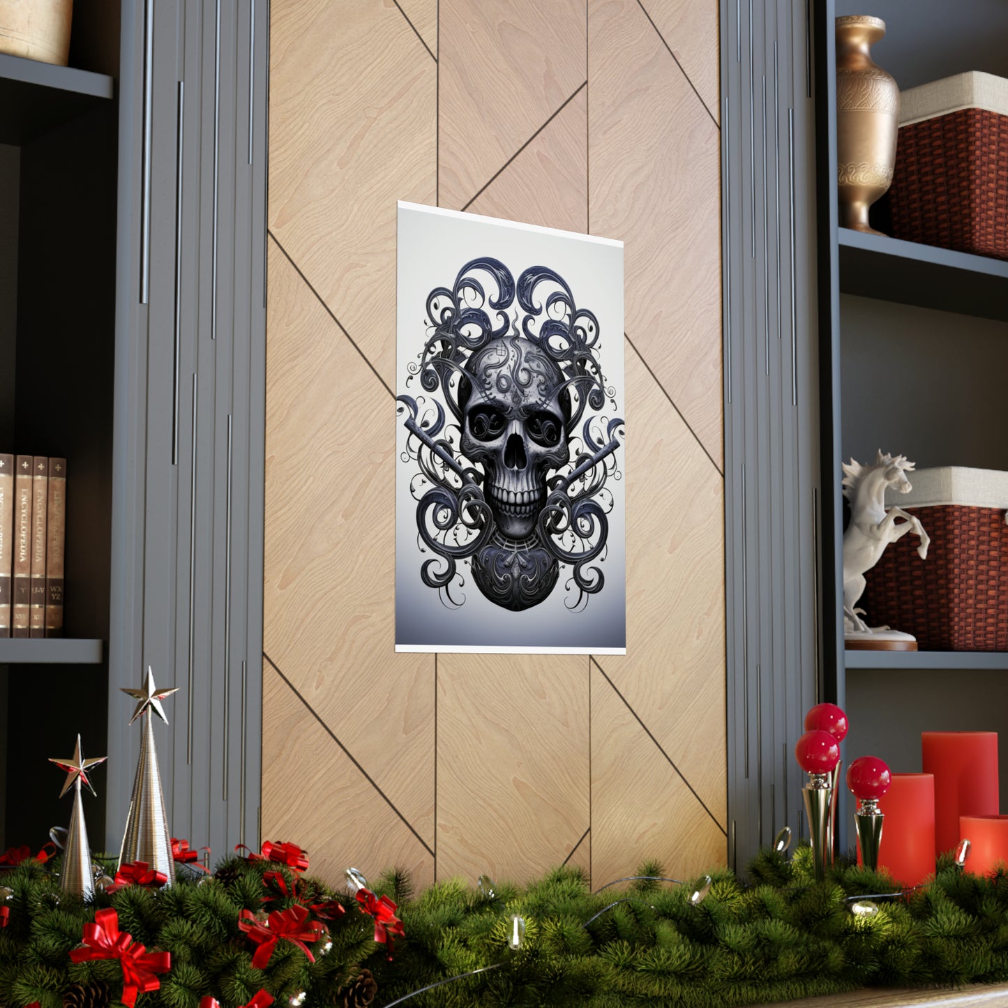 Premium Matte Vertical Posters Skull Treble Clef 1