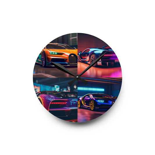 Acrylic Wall Clock Hyper Bugatti Neon Chiron 5