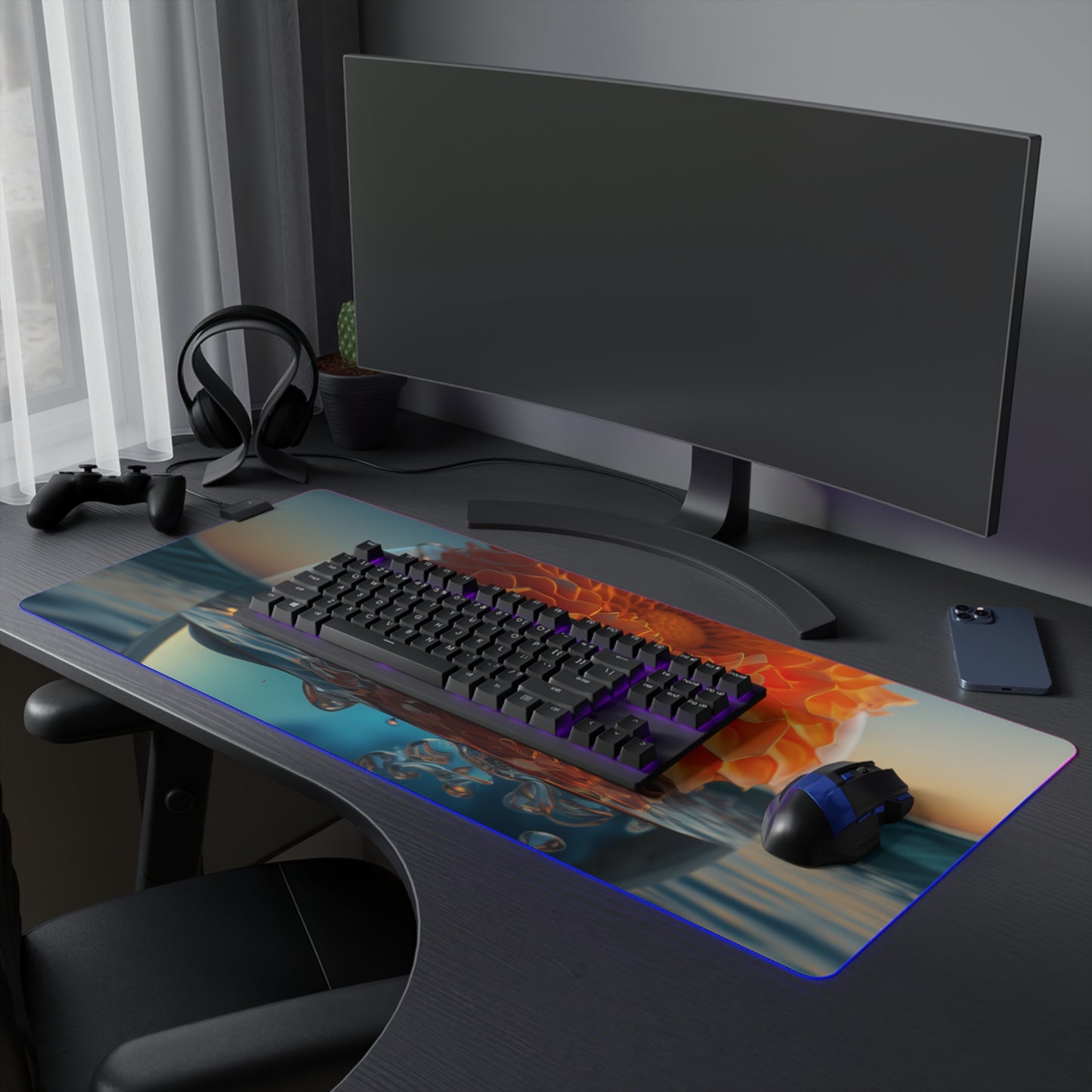 LED Gaming Mouse Pad Dahlia Orange 4